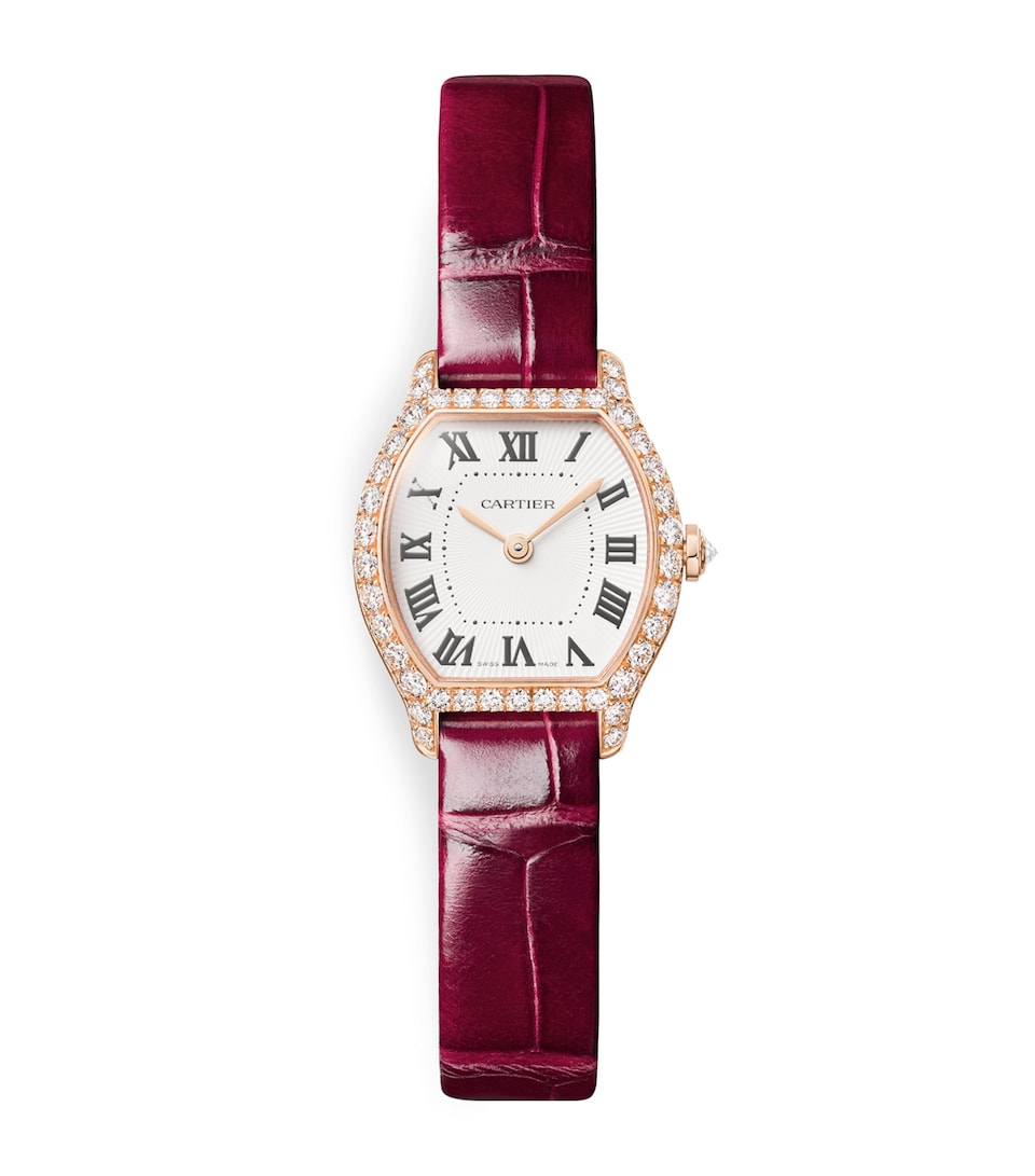 Cartier Rose Gold and Diamond Tortue Watch 20.9mm Rose Gold