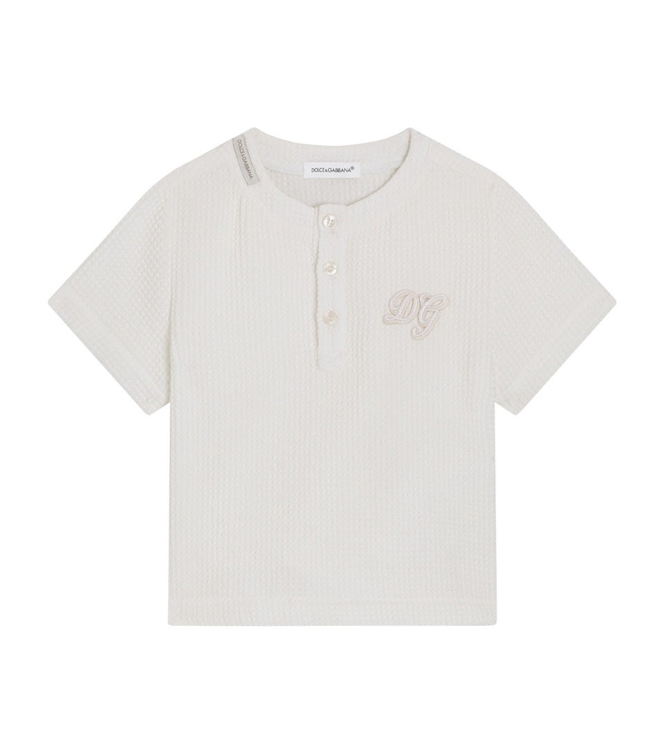 Dolce&Gabbana Kids Logo Henley T-Shirt (3-30 Months) Natural White