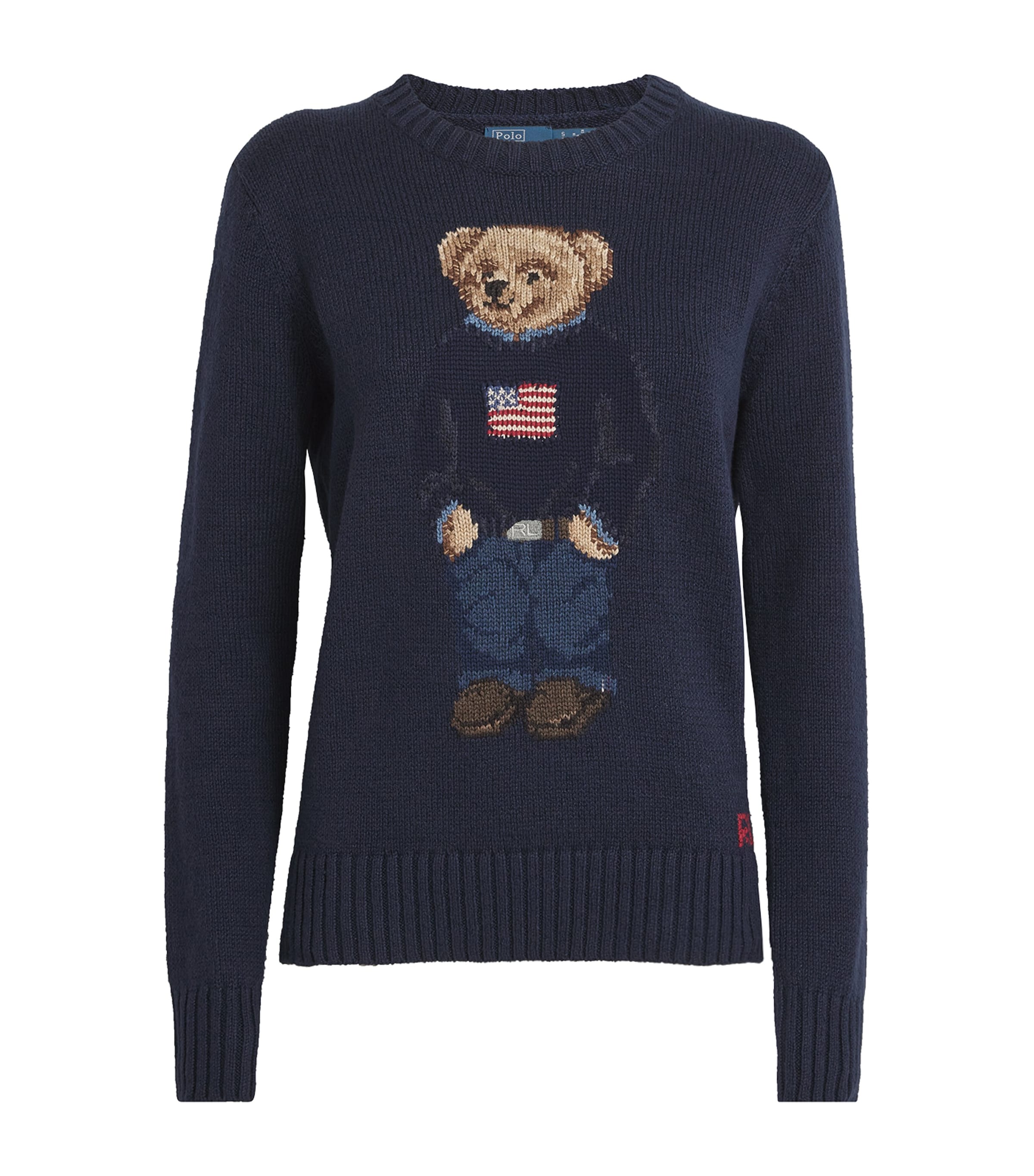 Cotton-Linen Polo Bear Sweater