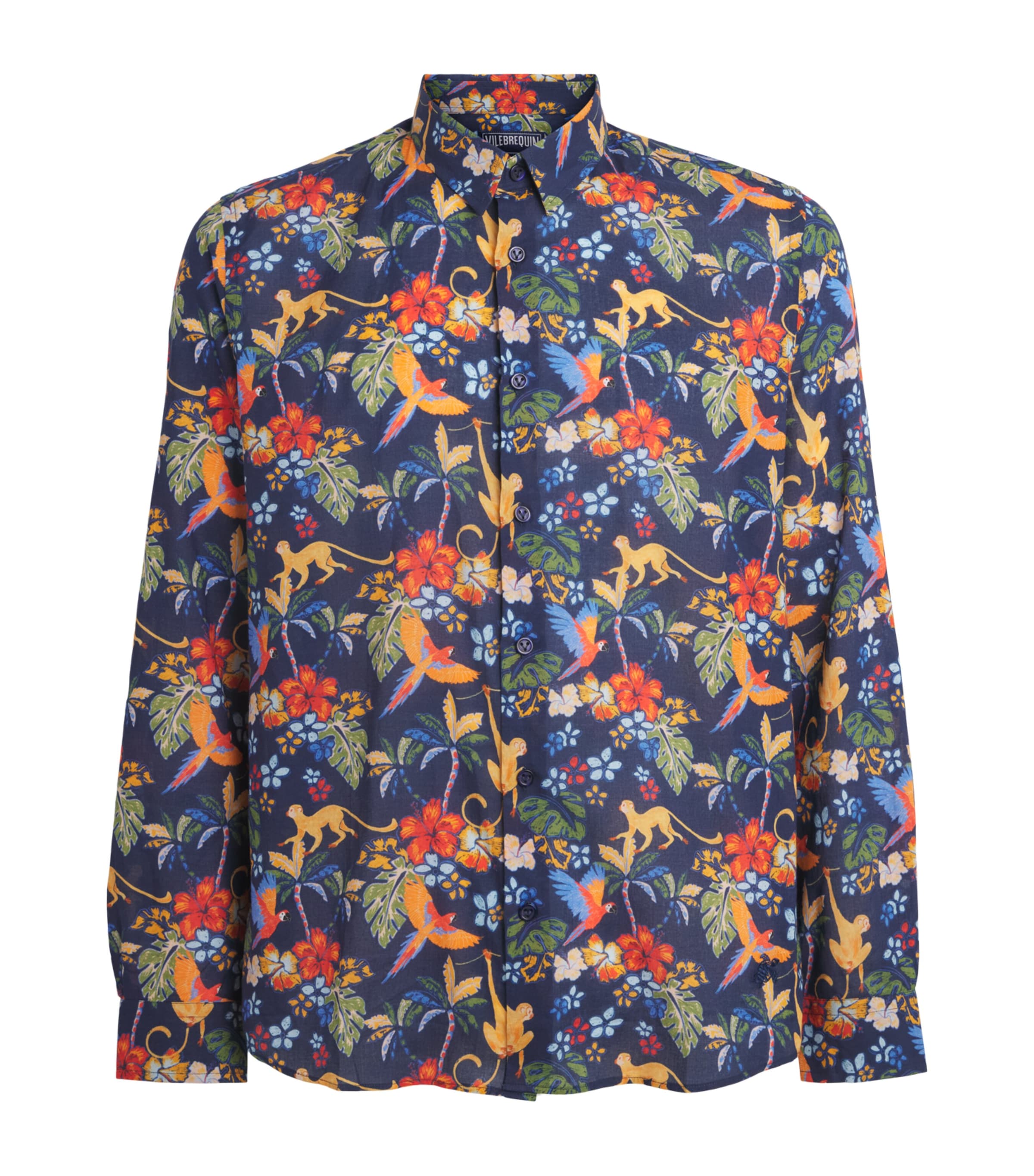 Vilebrequin Mens Organic Cotton Caracal Salvador Slim Shirt Bleu Marine