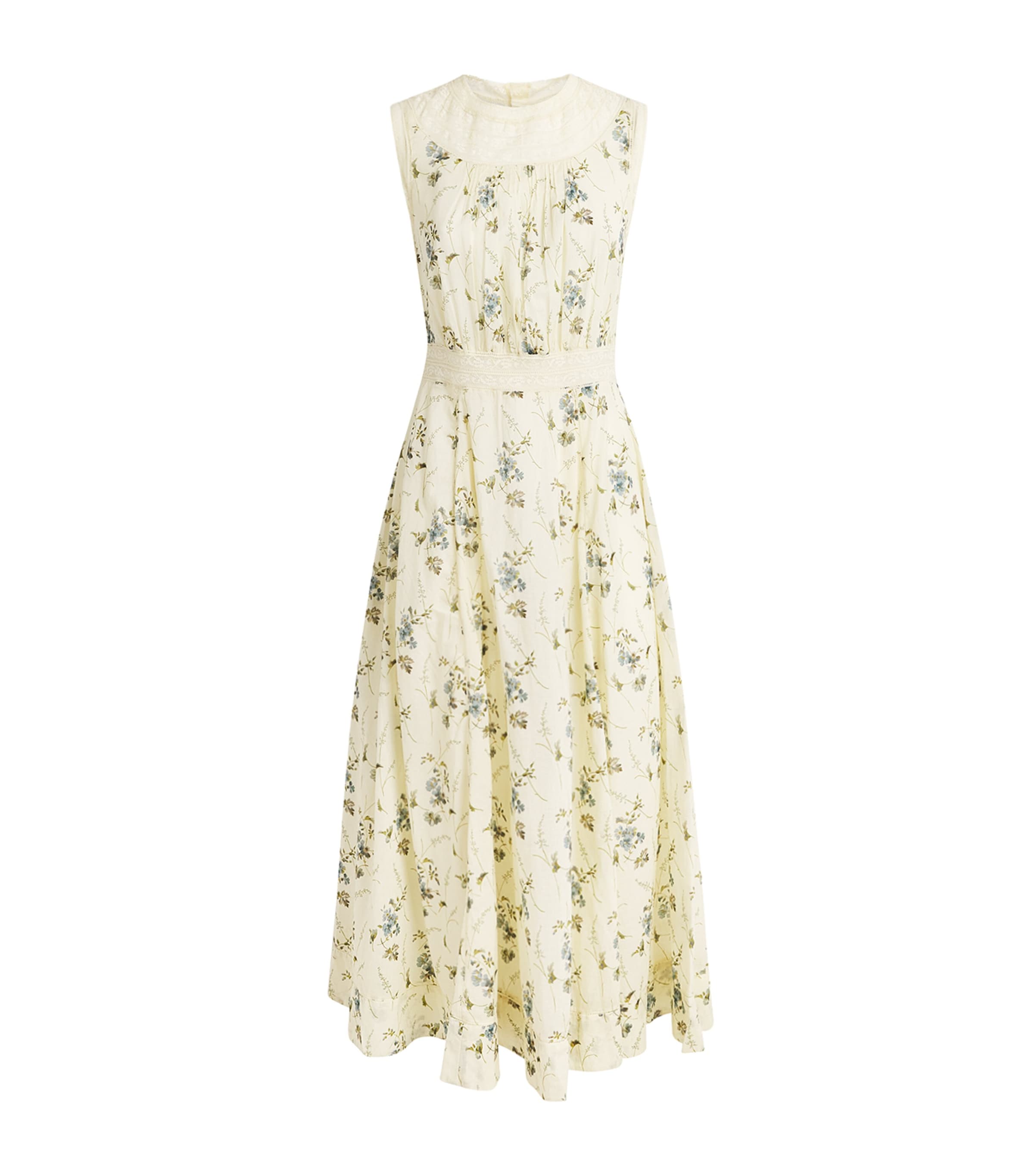 DÔEN Womens Organic Cotton Liliane Midi Dress Crme Ctrn Prairie Rs