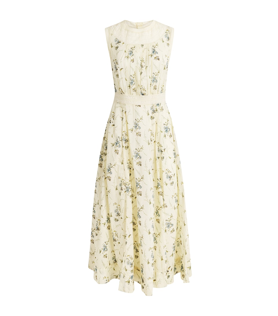 DÔEN Womens Organic Cotton Liliane Midi Dress Crme Ctrn Prairie Rs