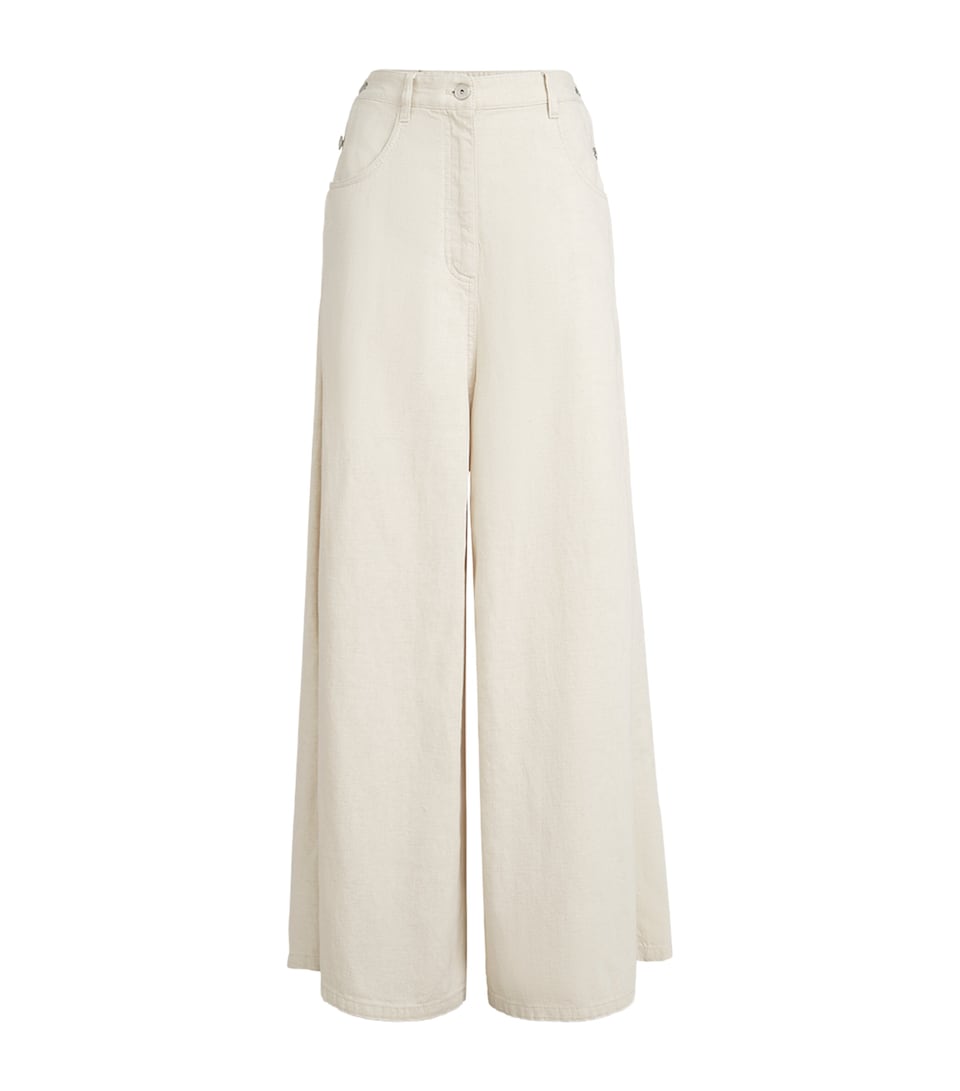 Cotton-Linen Wide-Leg Trousers