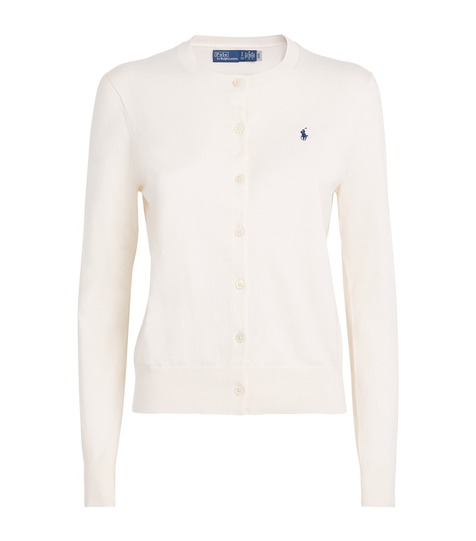 Cotton-Blend Polo Pony Cardigan