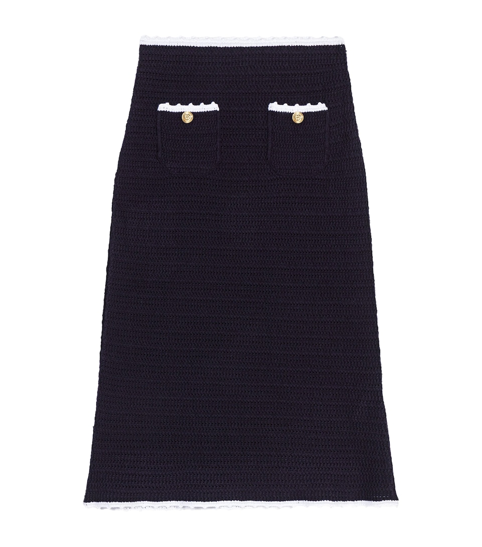 Maje Womens Knitted Midi Skirt Navy