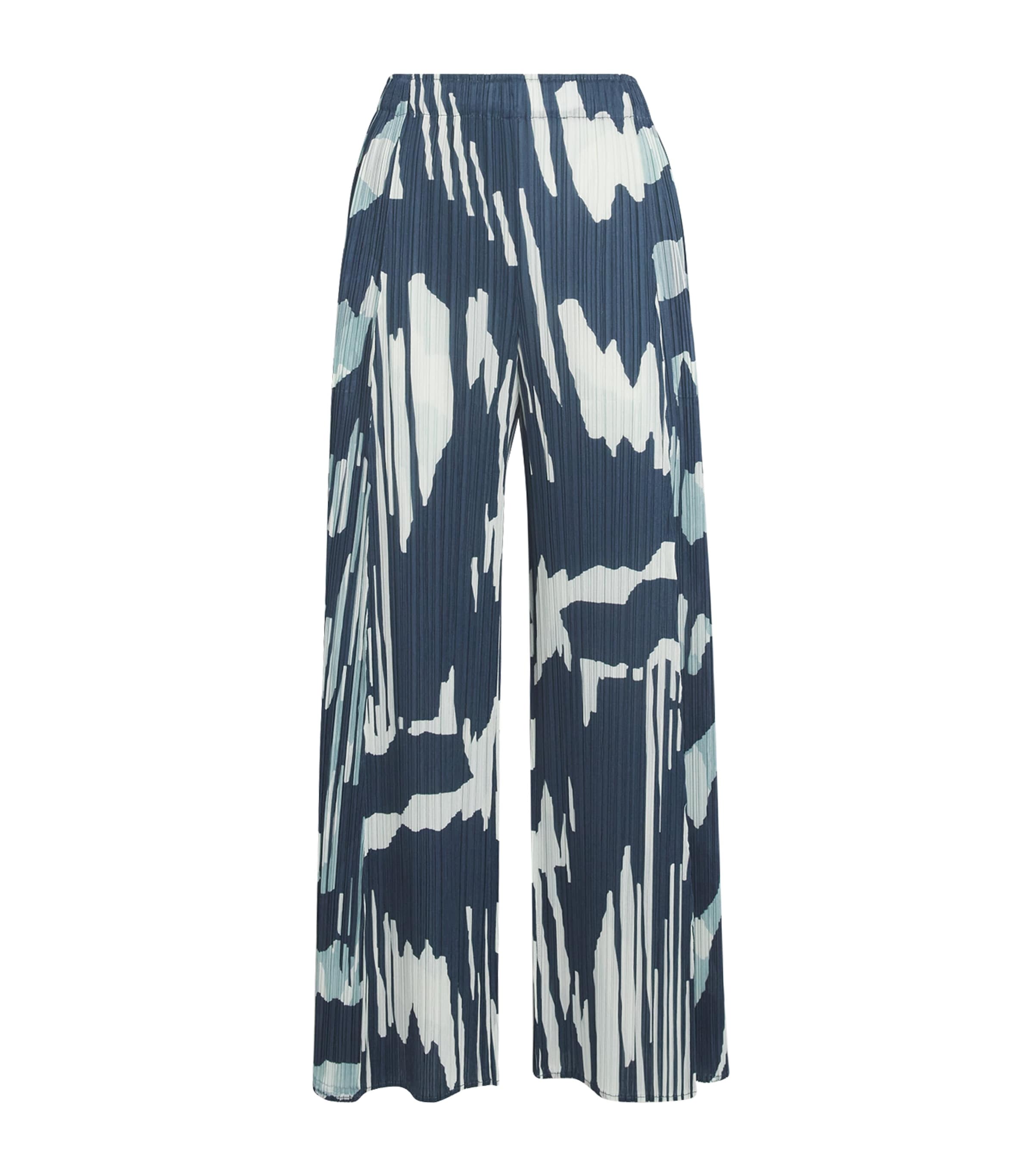 Pleated Refraction Wide-Leg Trousers