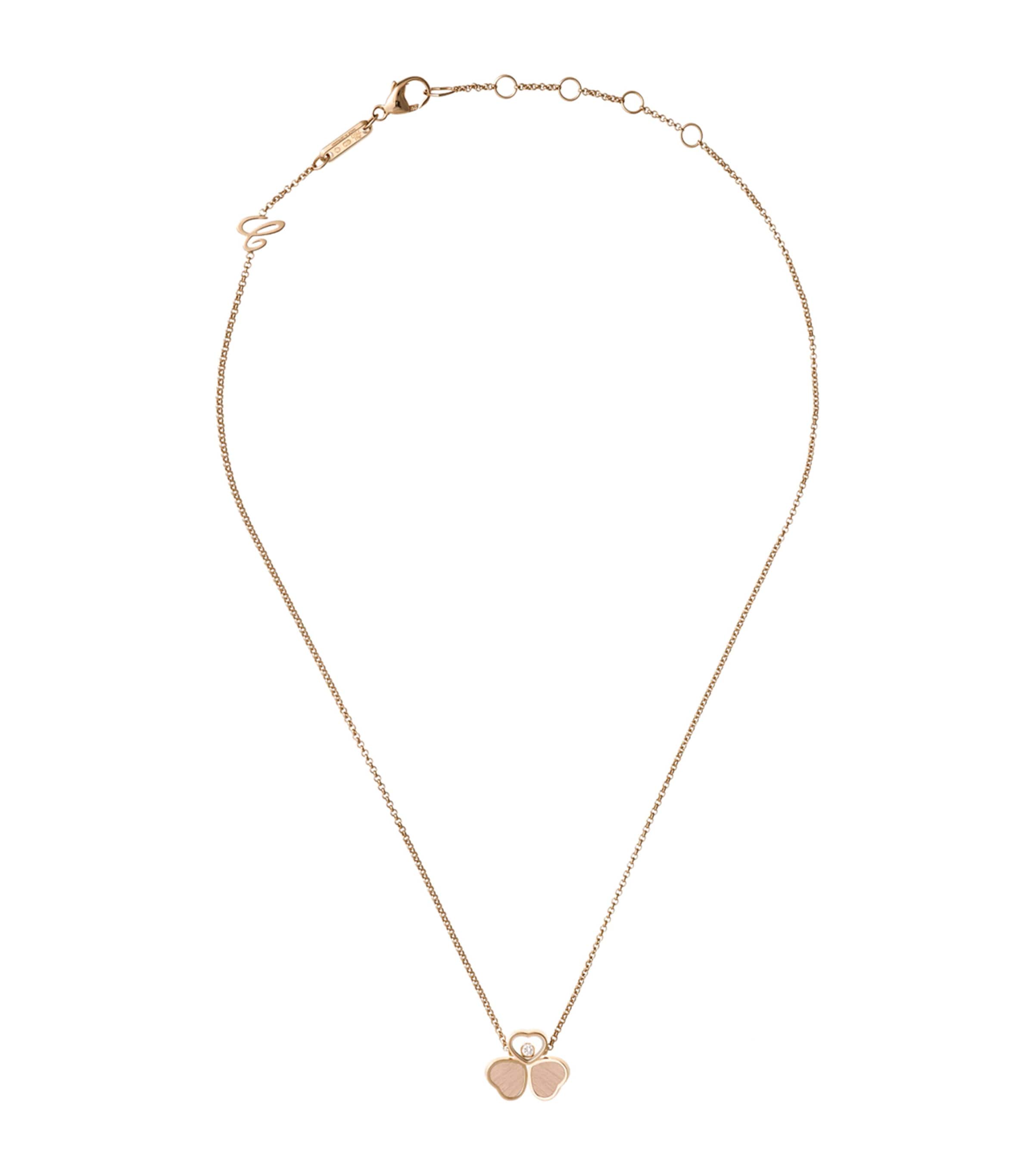 Rose Gold and Diamond Happy Hearts Wings Necklace