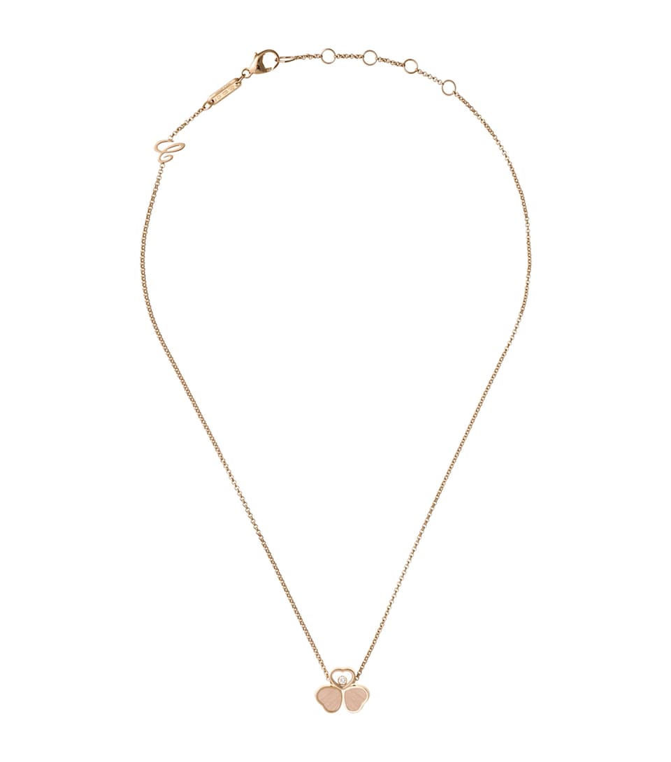 Rose Gold and Diamond Happy Hearts Wings Necklace
