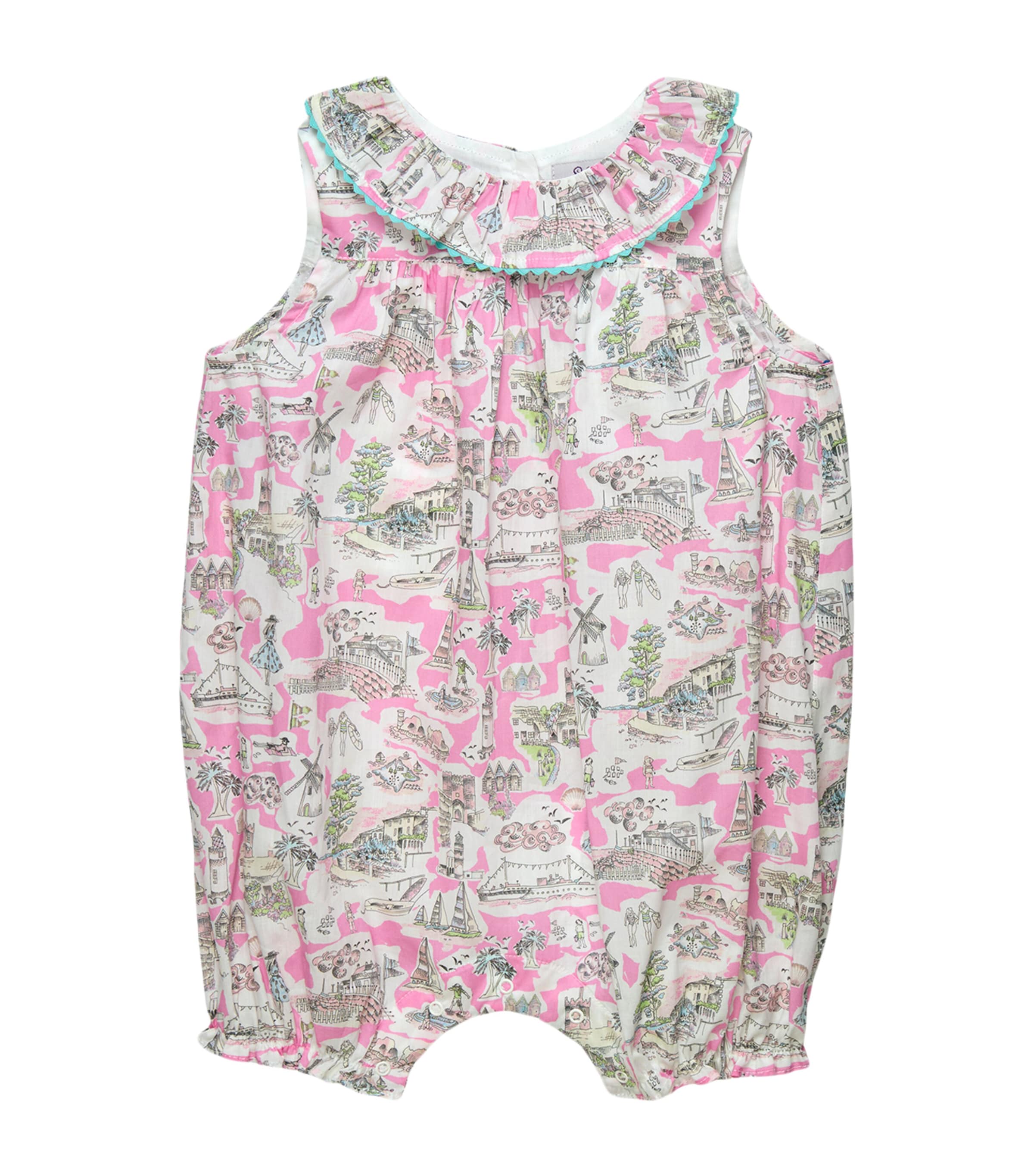 Trotters Cotton Holiday Scenes Playsuit (3-24 Months) Bright Pink Holiday
