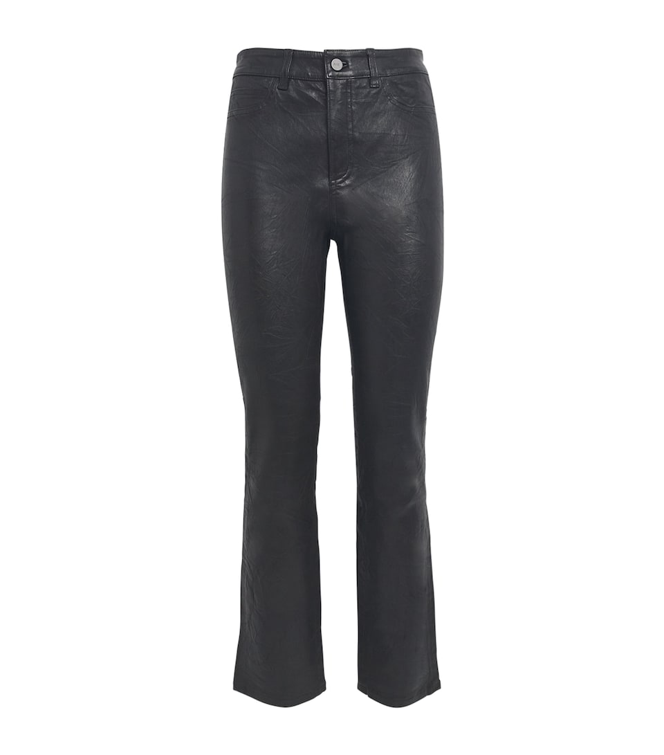 PAIGE Womens Leather High-Rise Cindy Trousers Black