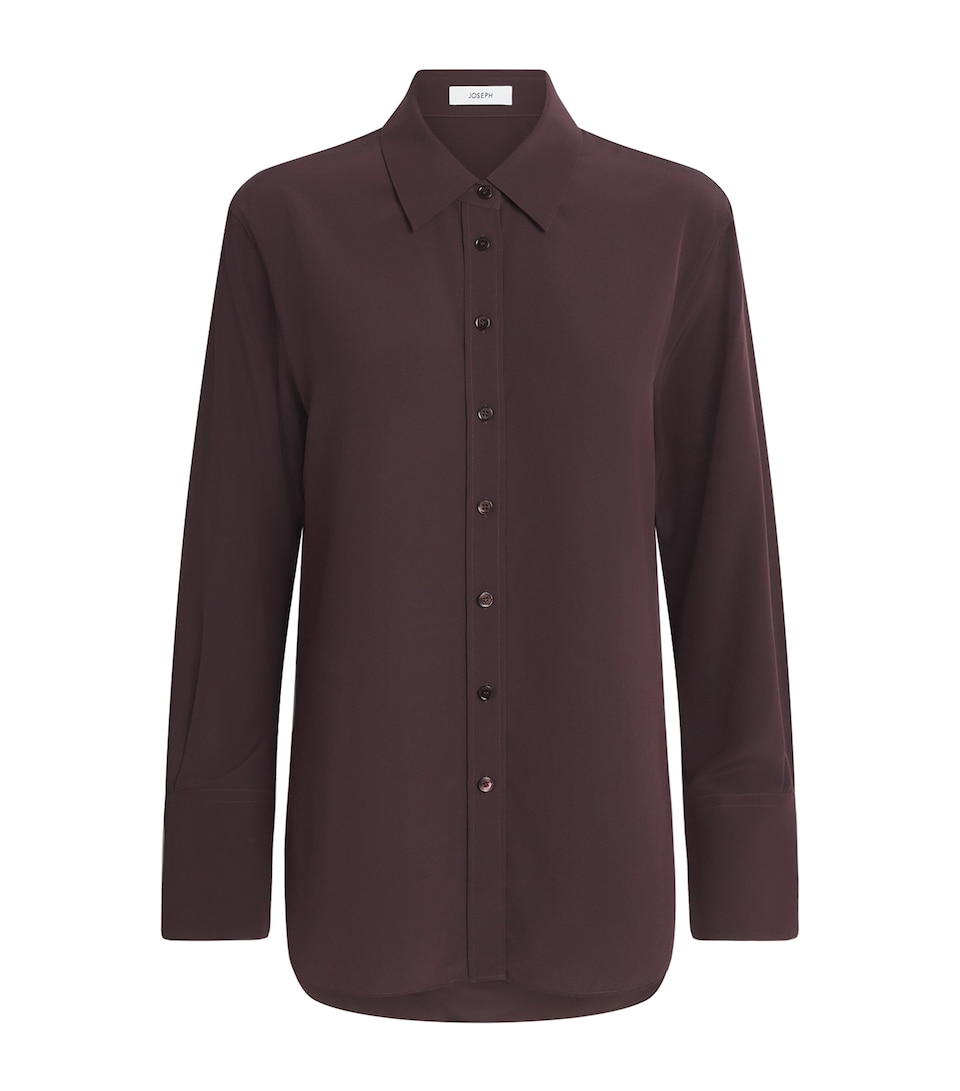 Joseph Womens Silk Crepe de Chine Joe Blouse Mahogany
