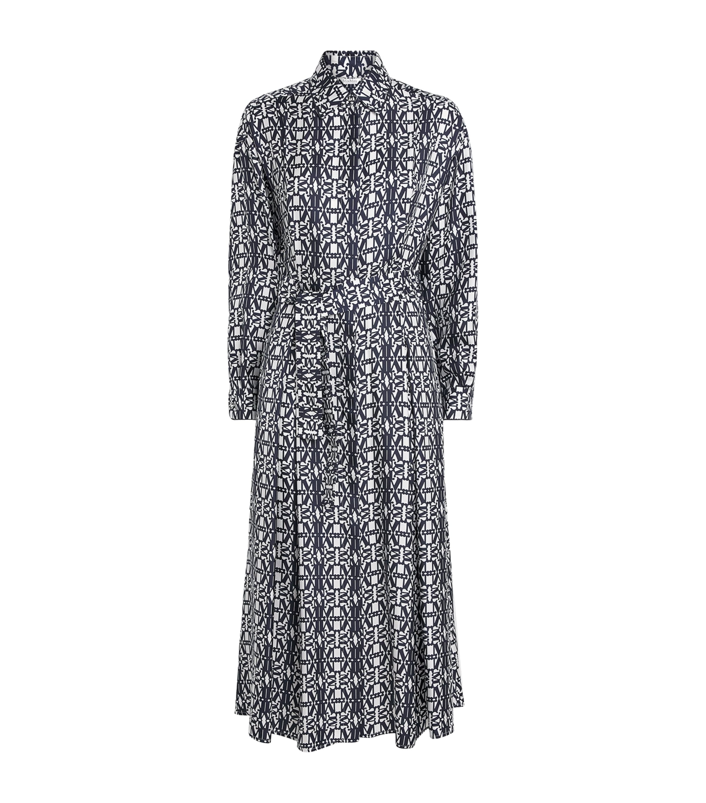 Silk Monogram Midi Shirt Dress