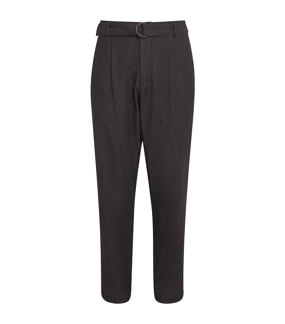 Wool-Blend Belted Puppytooth Trousers