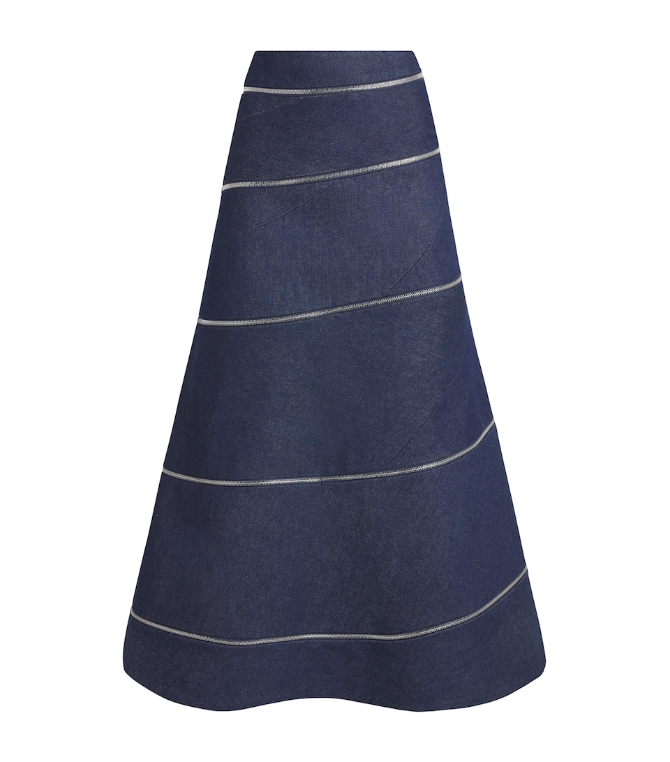 A.W.A.K.E. Mode Womens Zipped Denim Skirt Indigo Rinse Wash