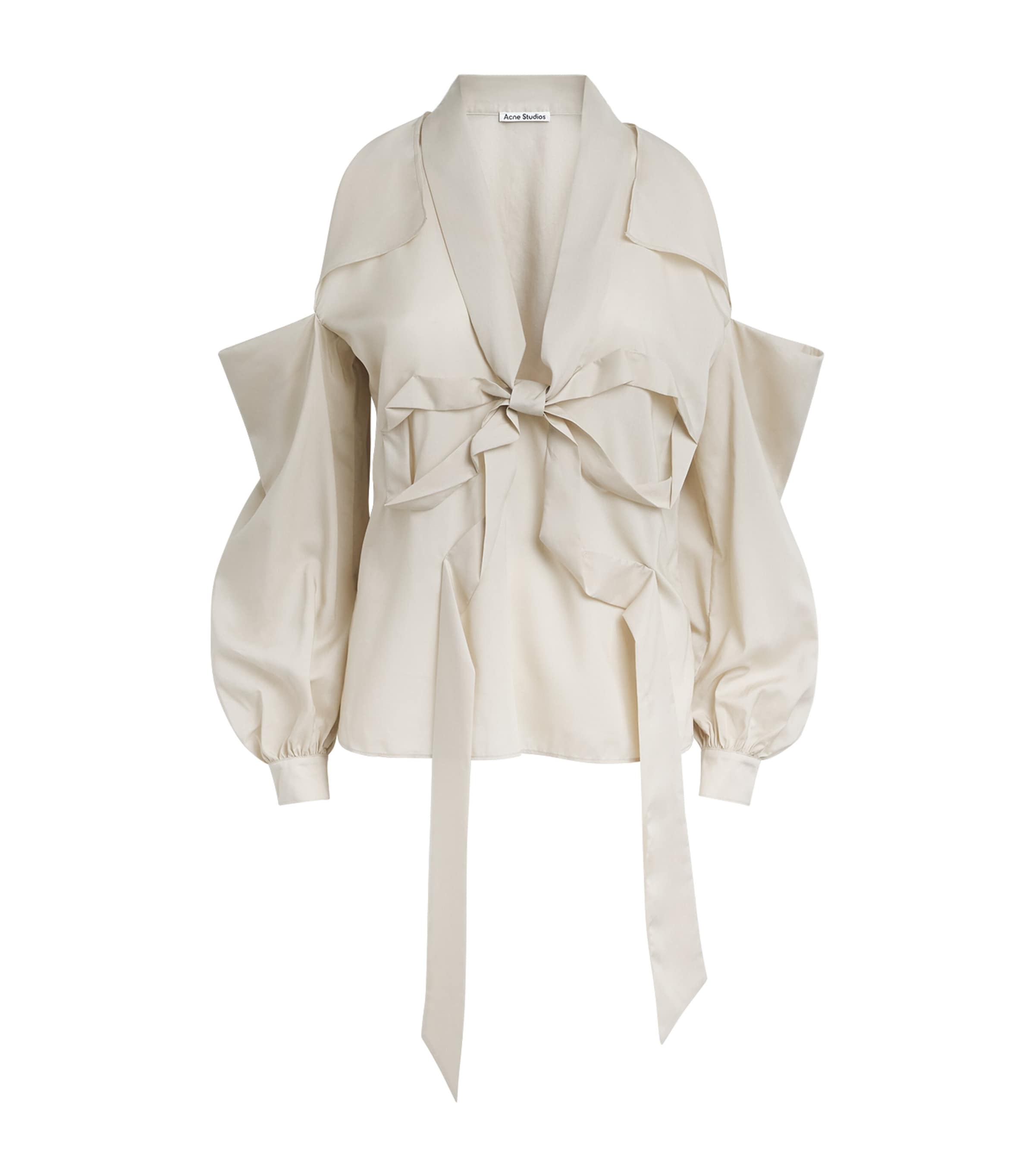 Acne Studios Womens Cut-Out Bow Blouse Light Beige
