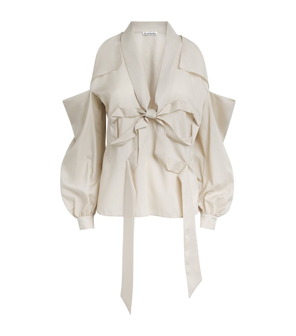 Acne Studios Womens Cut-Out Bow Blouse Light Beige