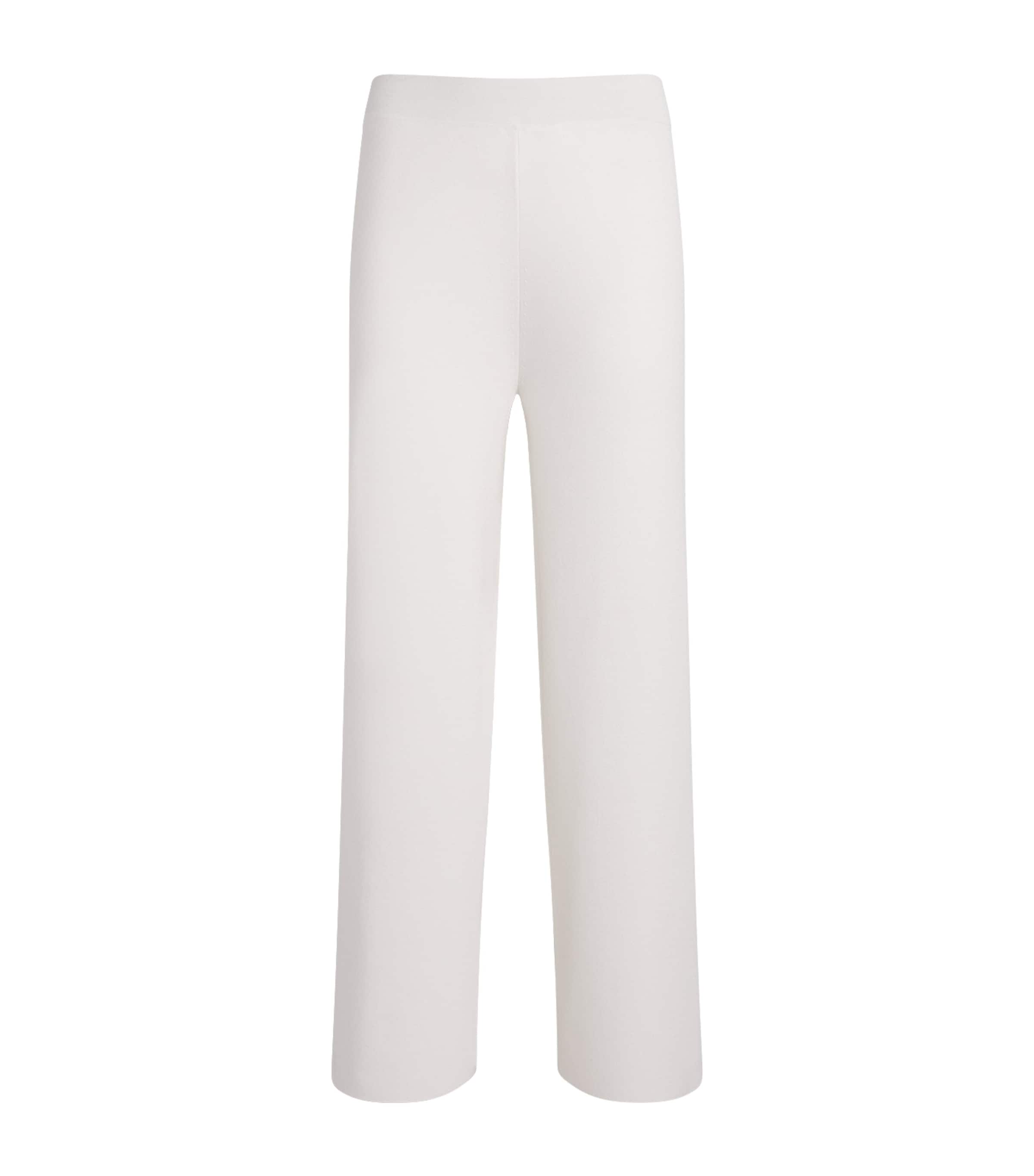MM Womens Knitted Wide-Leg Trousers White
