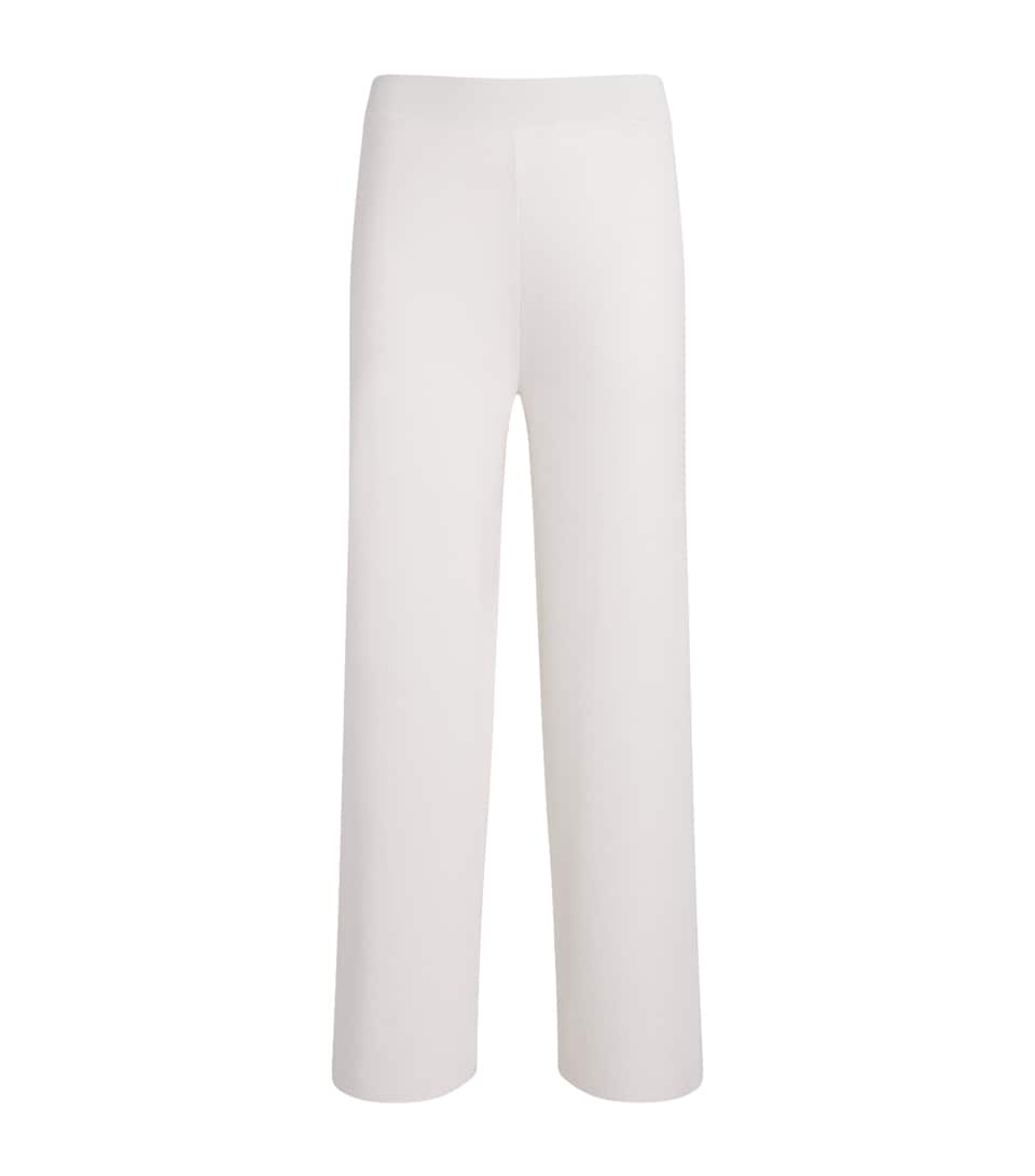 MM Womens Knitted Wide-Leg Trousers White