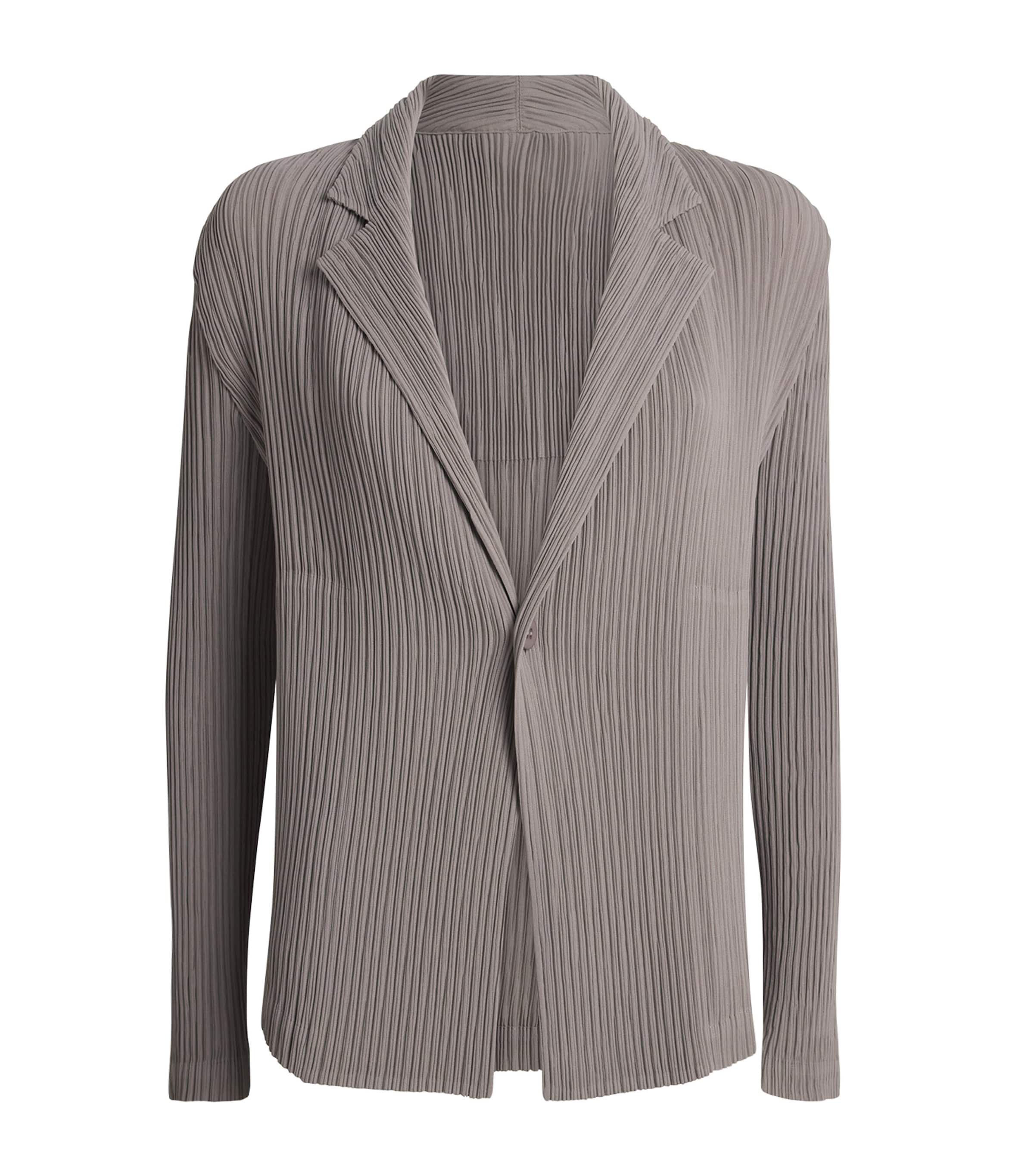 Issey Miyake Womens Hatching Pleats Blazer Greige