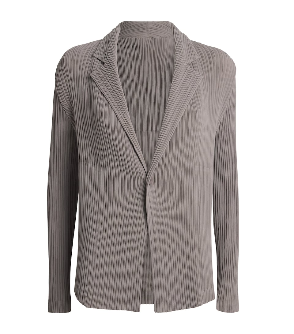 Issey Miyake Womens Hatching Pleats Blazer Greige