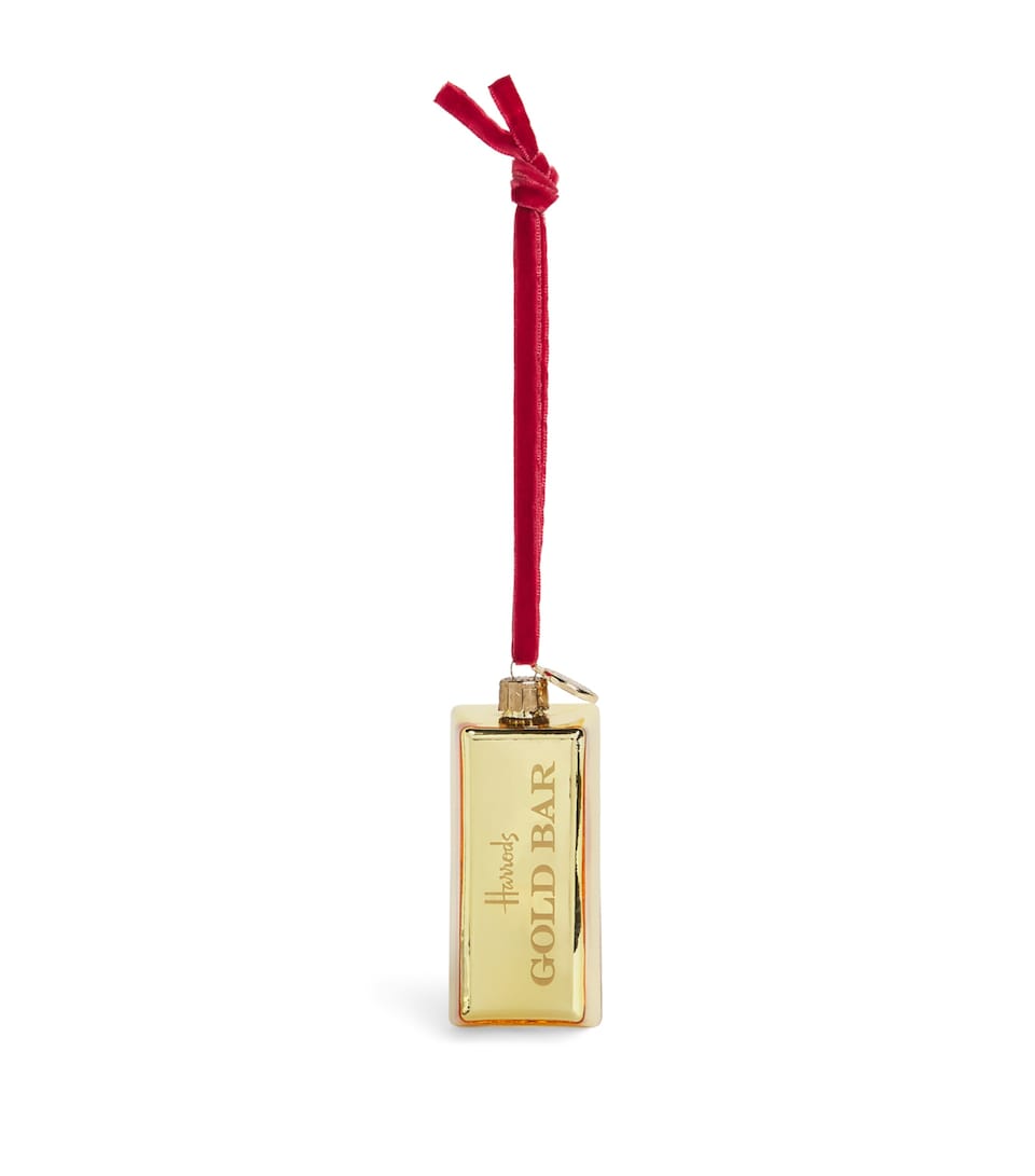 Harrods Glass Gold Bar Tree Decoration Gold