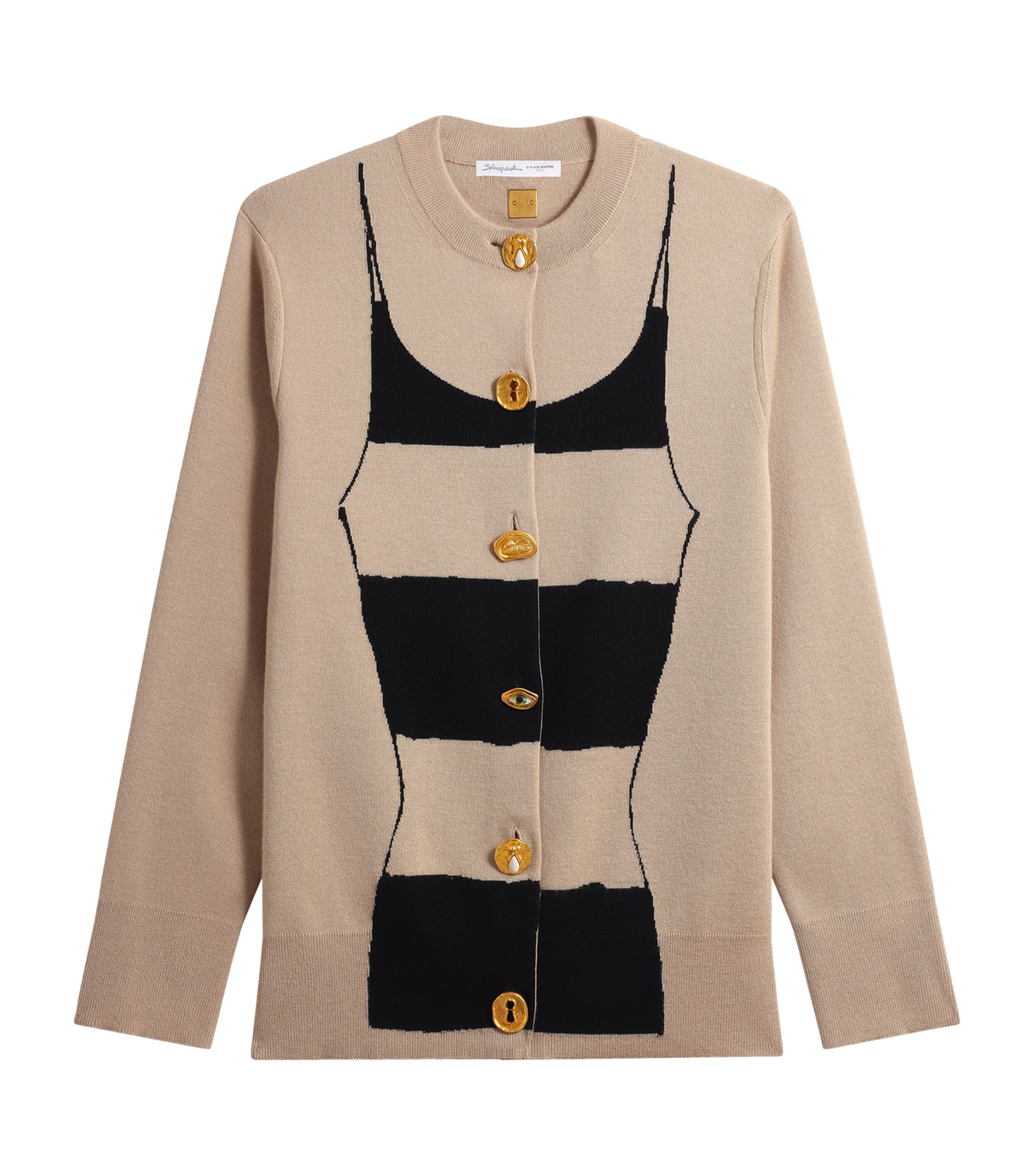 Cashmere-Silk Trompe L’Oeil Cardigan