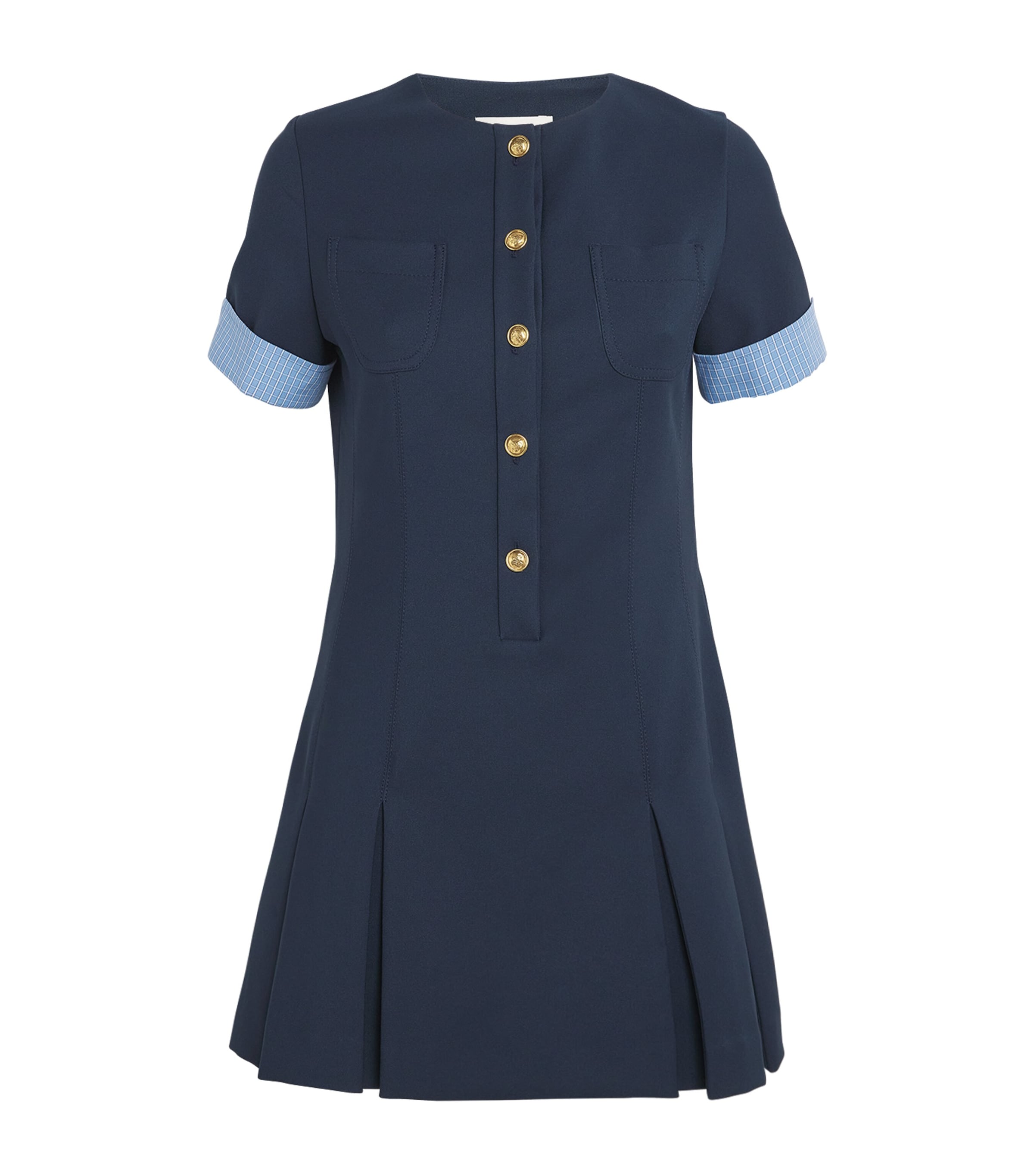 Check-Trim Tailored Mini Dress