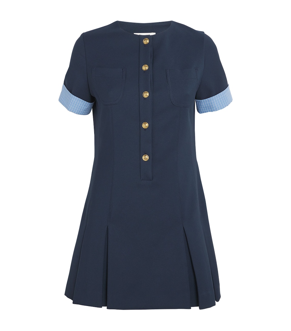 Check-Trim Tailored Mini Dress