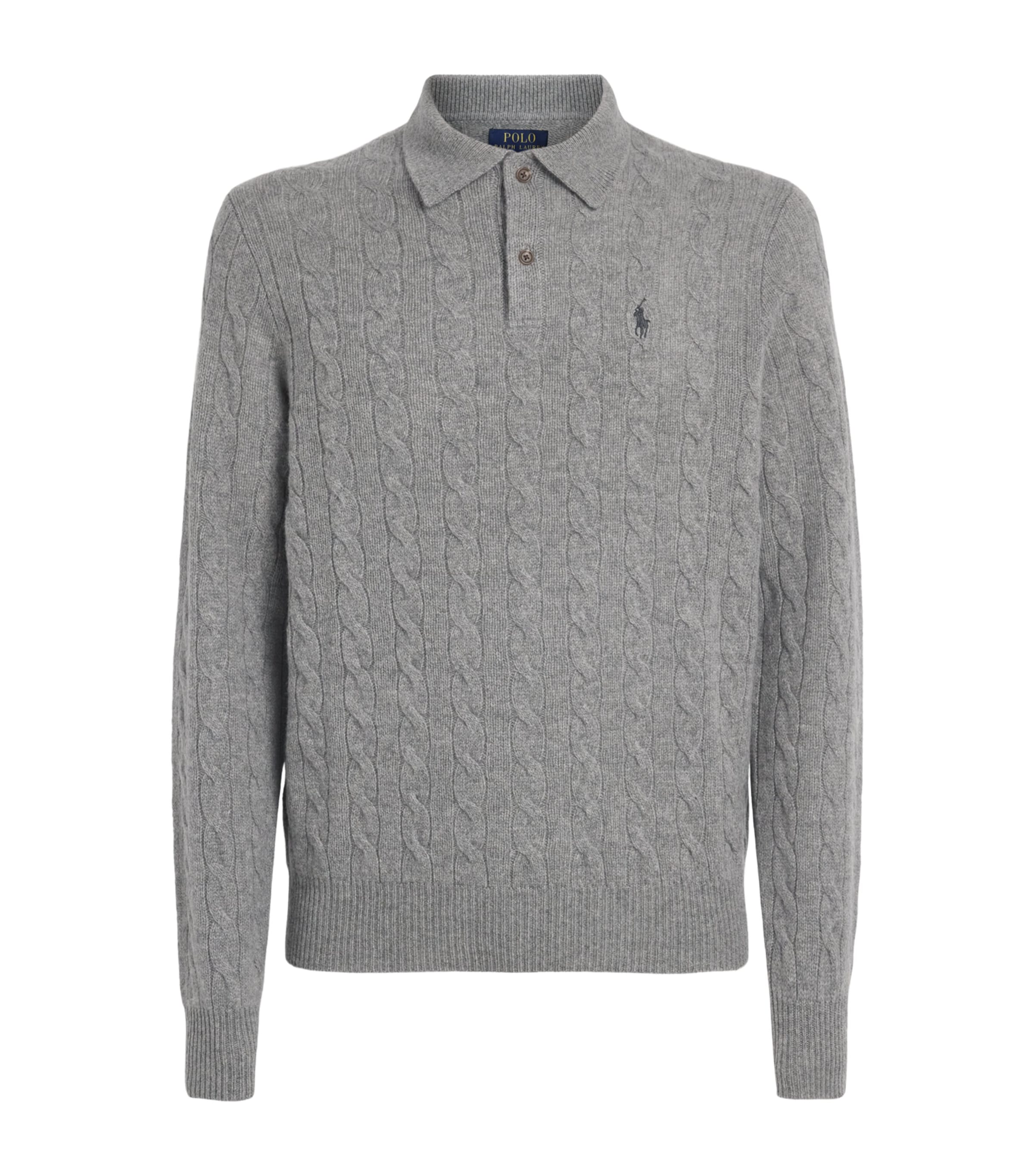 Polo Ralph Lauren Mens Wool-Cashmere Polo Pony Sweater Fawn Grey Heather