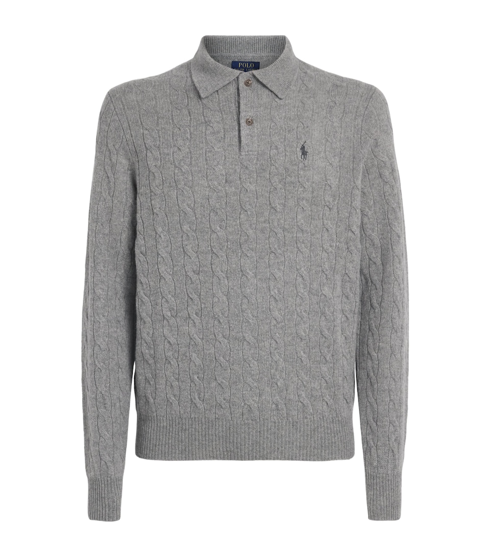 Polo Ralph Lauren Mens Wool-Cashmere Polo Pony Sweater Fawn Grey Heather