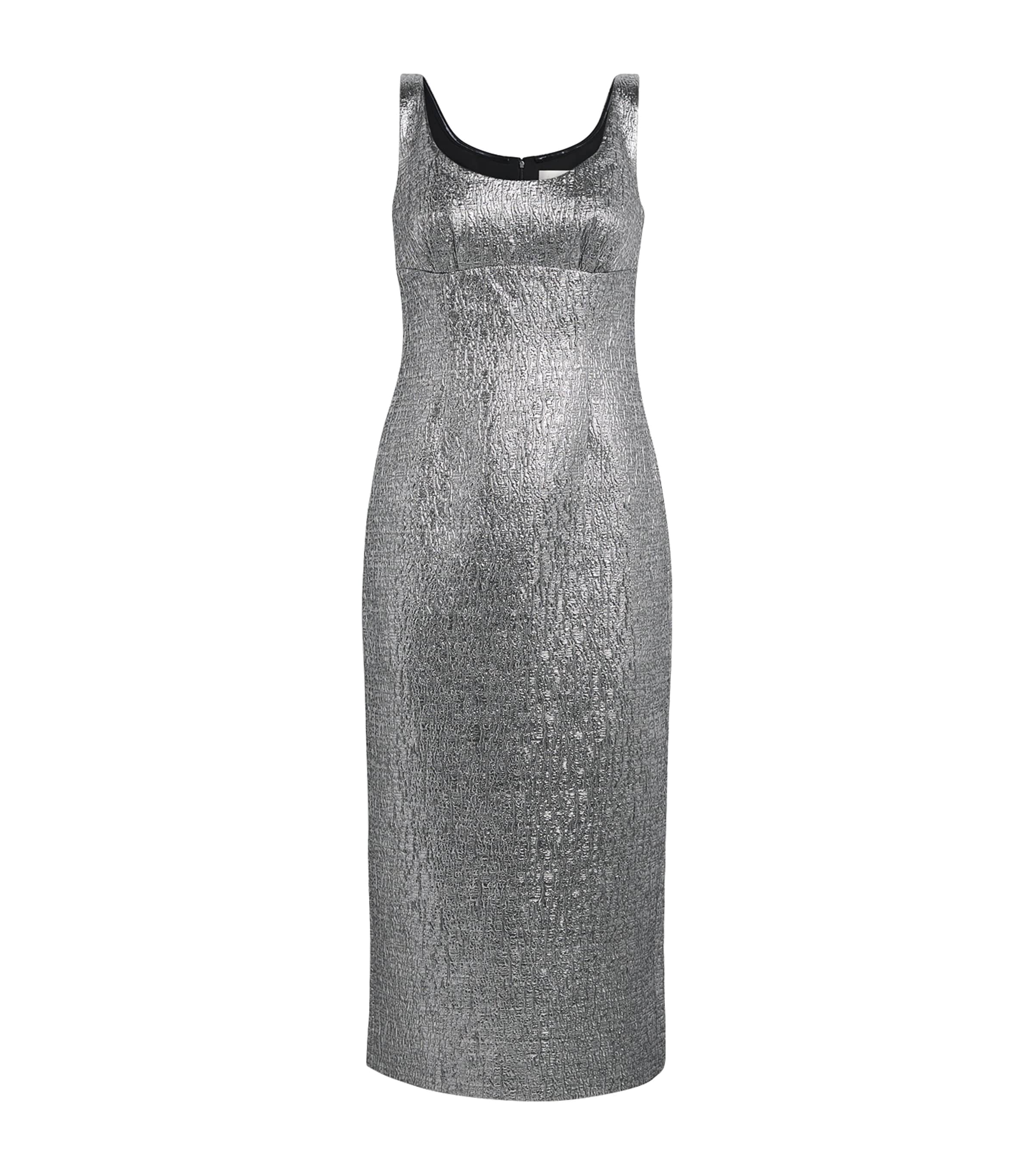 Roland Mouret Womens Metallic Jacquard Midi Dress Silver