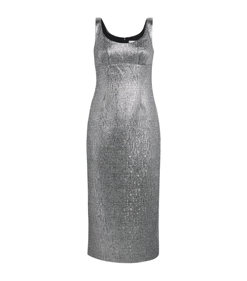 Roland Mouret Womens Metallic Jacquard Midi Dress Silver