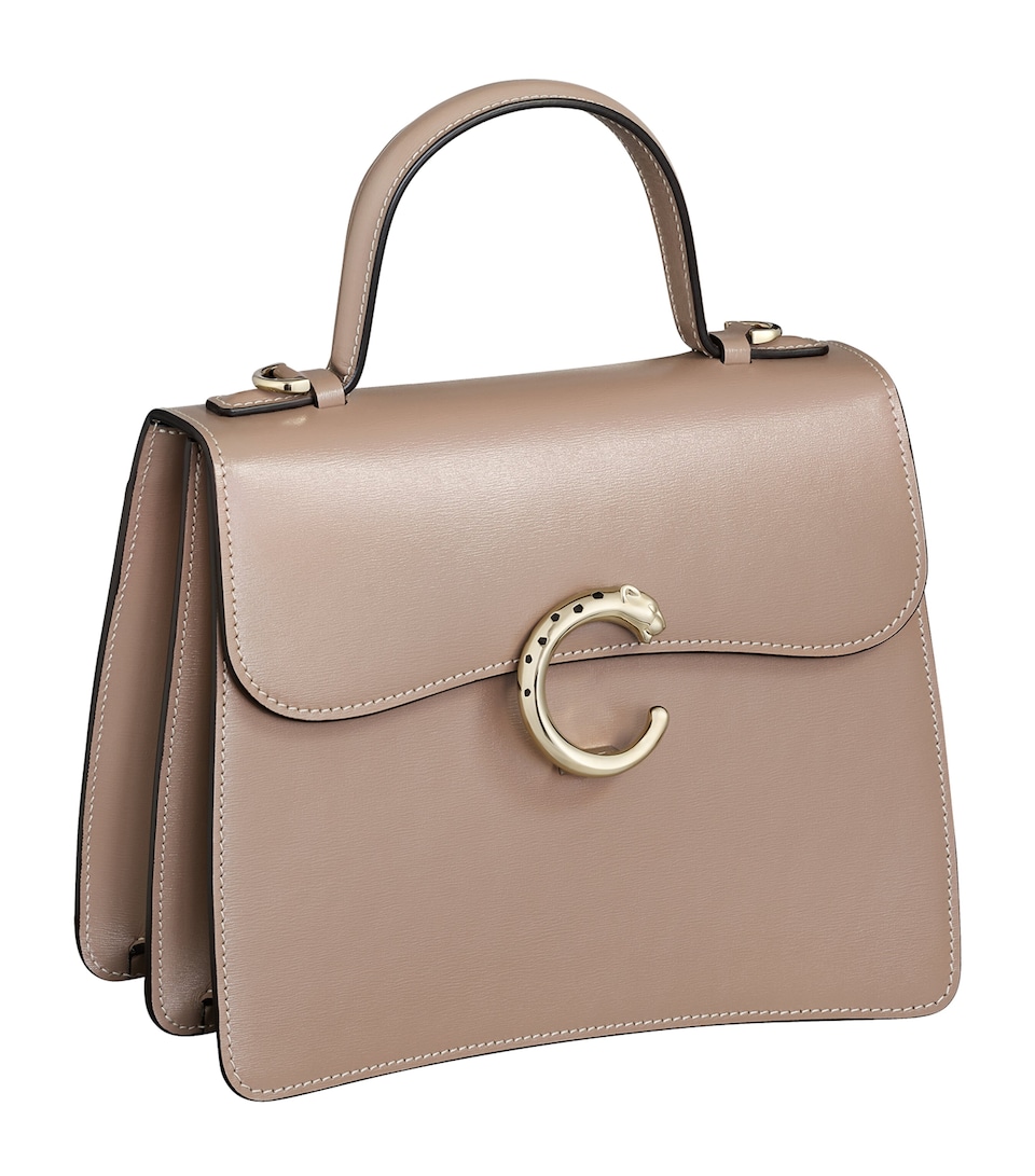Small Leather Panthère C de Cartier Top-Handle Bag