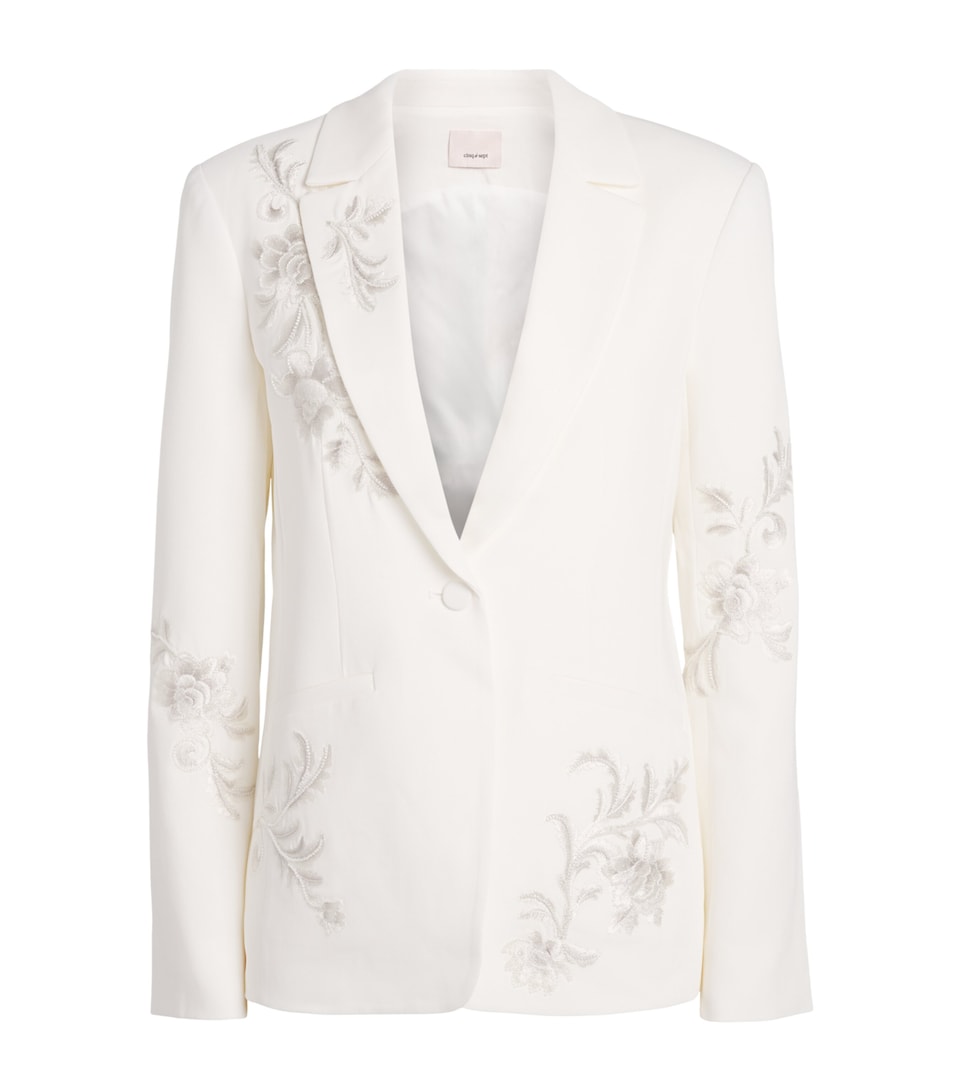 Cinq A Sept Womens Rococo Embroidered Karlie Blazer Ivory/natural