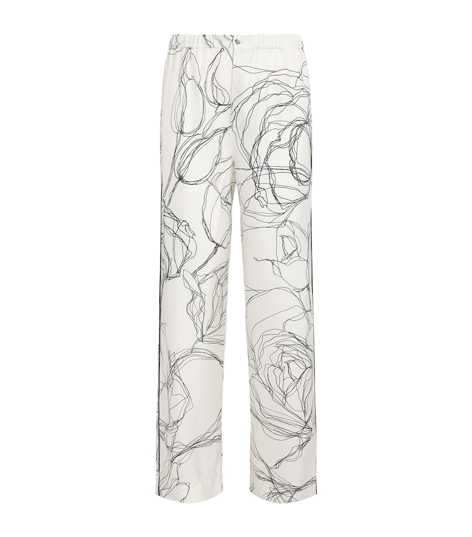 Fabiana Filippi Womens Silk Twill Printed Trousers Bianco