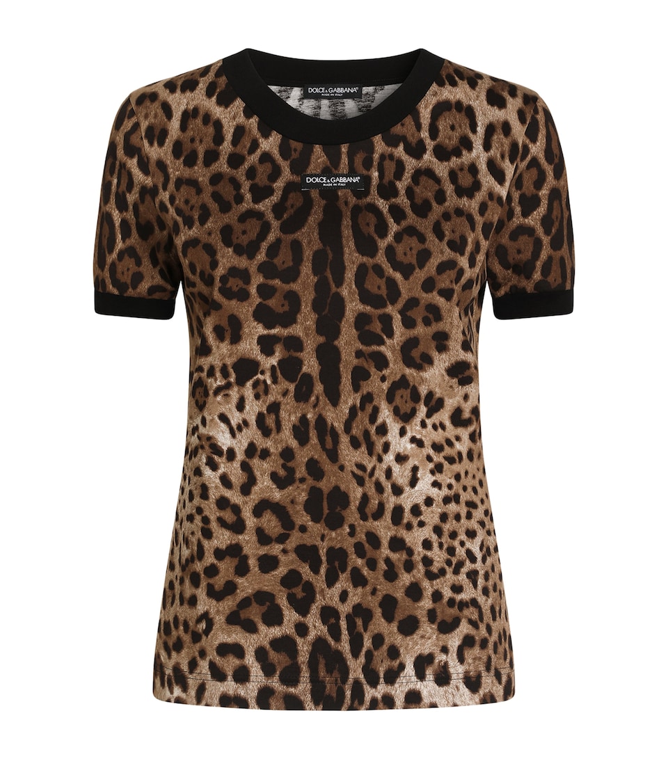 Dolce&Gabbana Womens Cotton Leopard Print T-Shirt Leo New