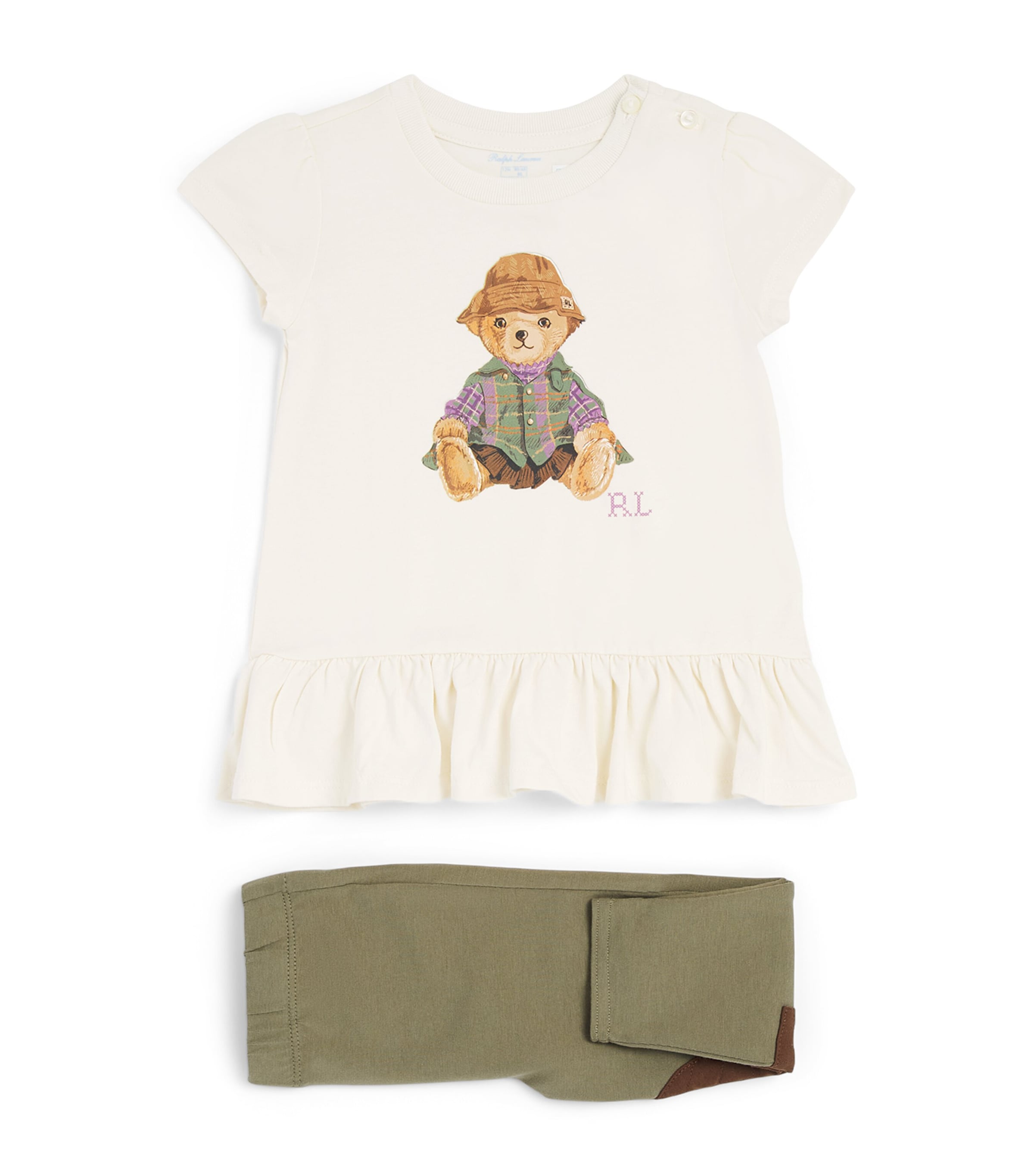 Ralph Lauren Kids Polo Bear Sweatshirt and Leggings Set (3-24 Months) Estate Cream