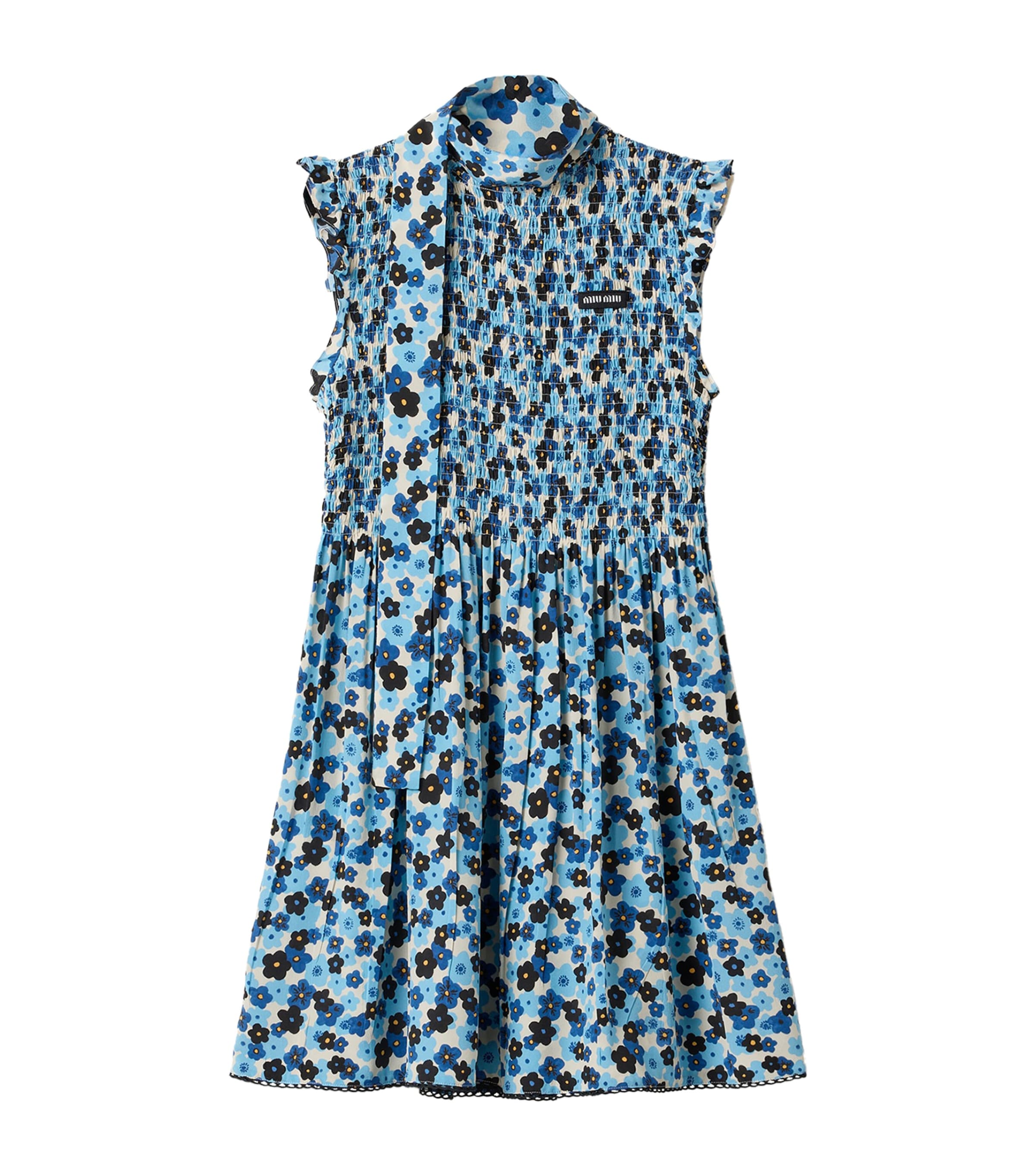 Miu Miu Womens Silk Floral Print Mini Dress Neutral