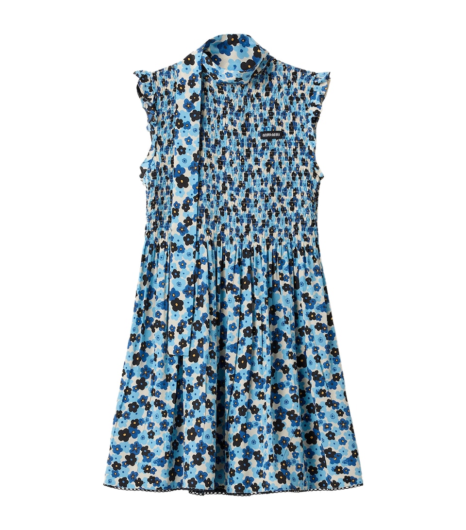 Miu Miu Womens Silk Floral Print Mini Dress Neutral