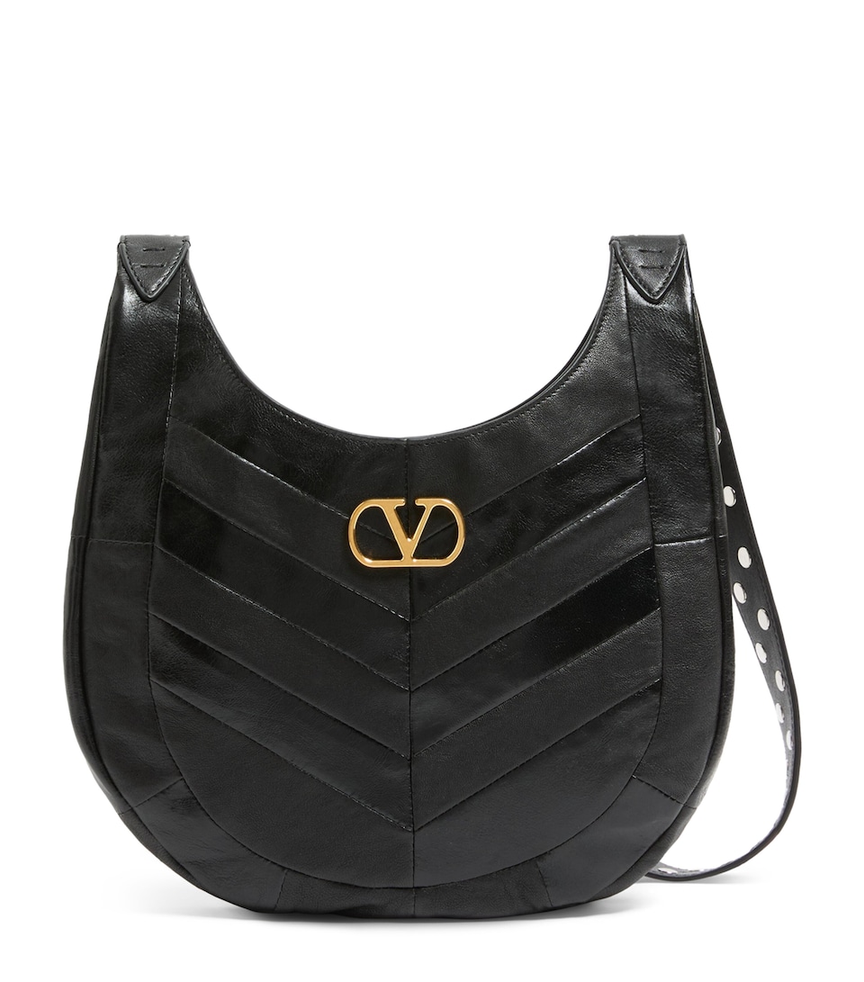 Valentino Garavani Womens Small Leather Hoboho Shoulder Bag