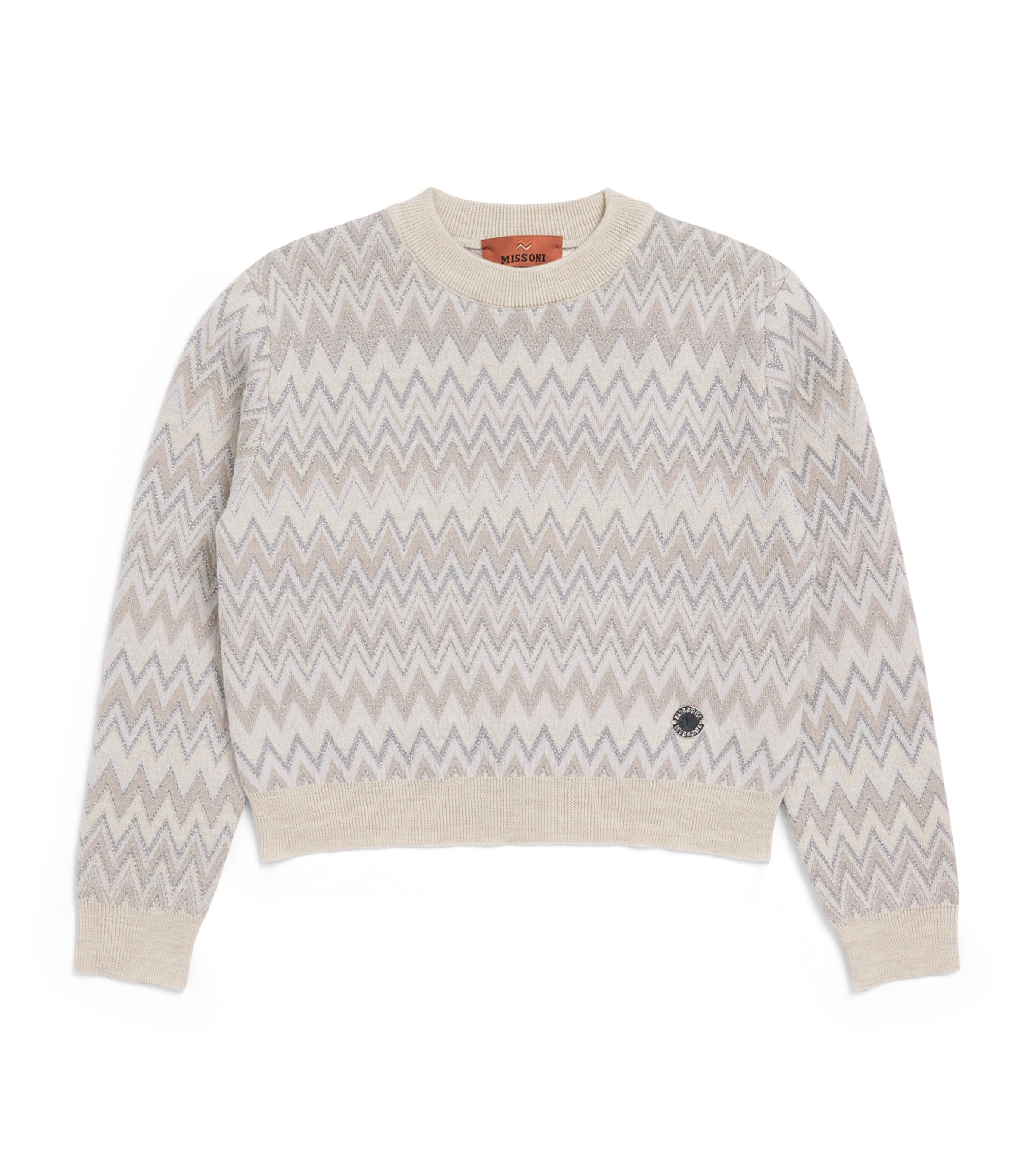 Missoni Kids Wool-Blend Cotton Zigzag Sweater (4-14 Years) Beige.ch.mel/argento