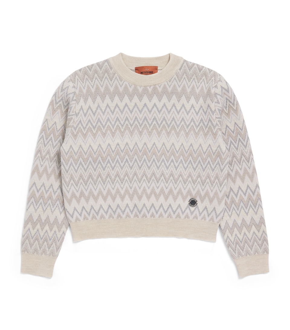 Missoni Kids Wool-Blend Cotton Zigzag Sweater (4-14 Years) Beige.ch.mel/argento