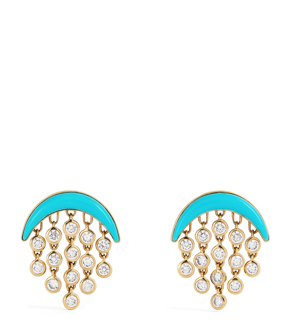 Baby Yellow Gold and Diamond Fringe Drop Earrings