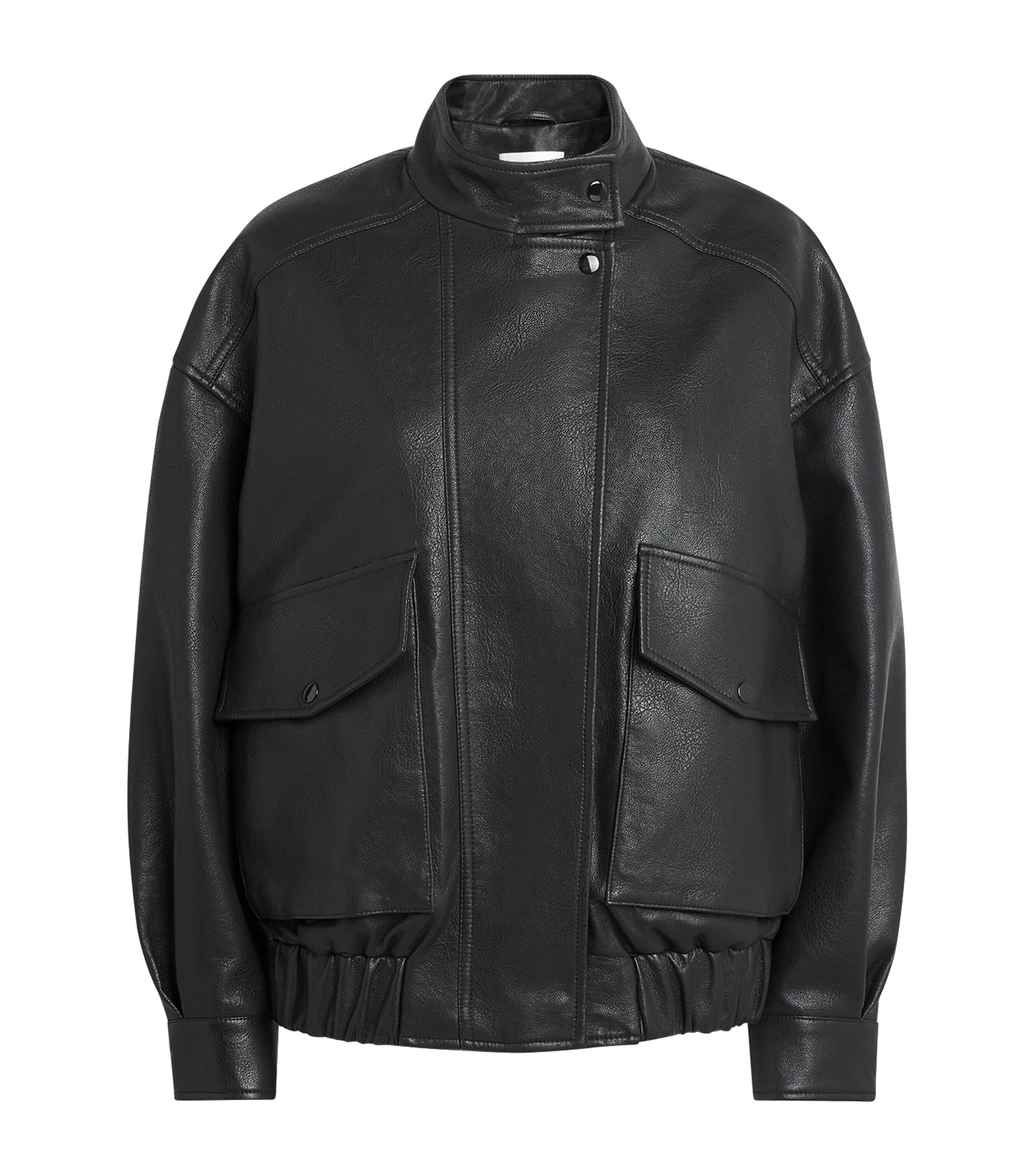 CHAROUX Womens Leather Tunnel Aviator Jacket Black