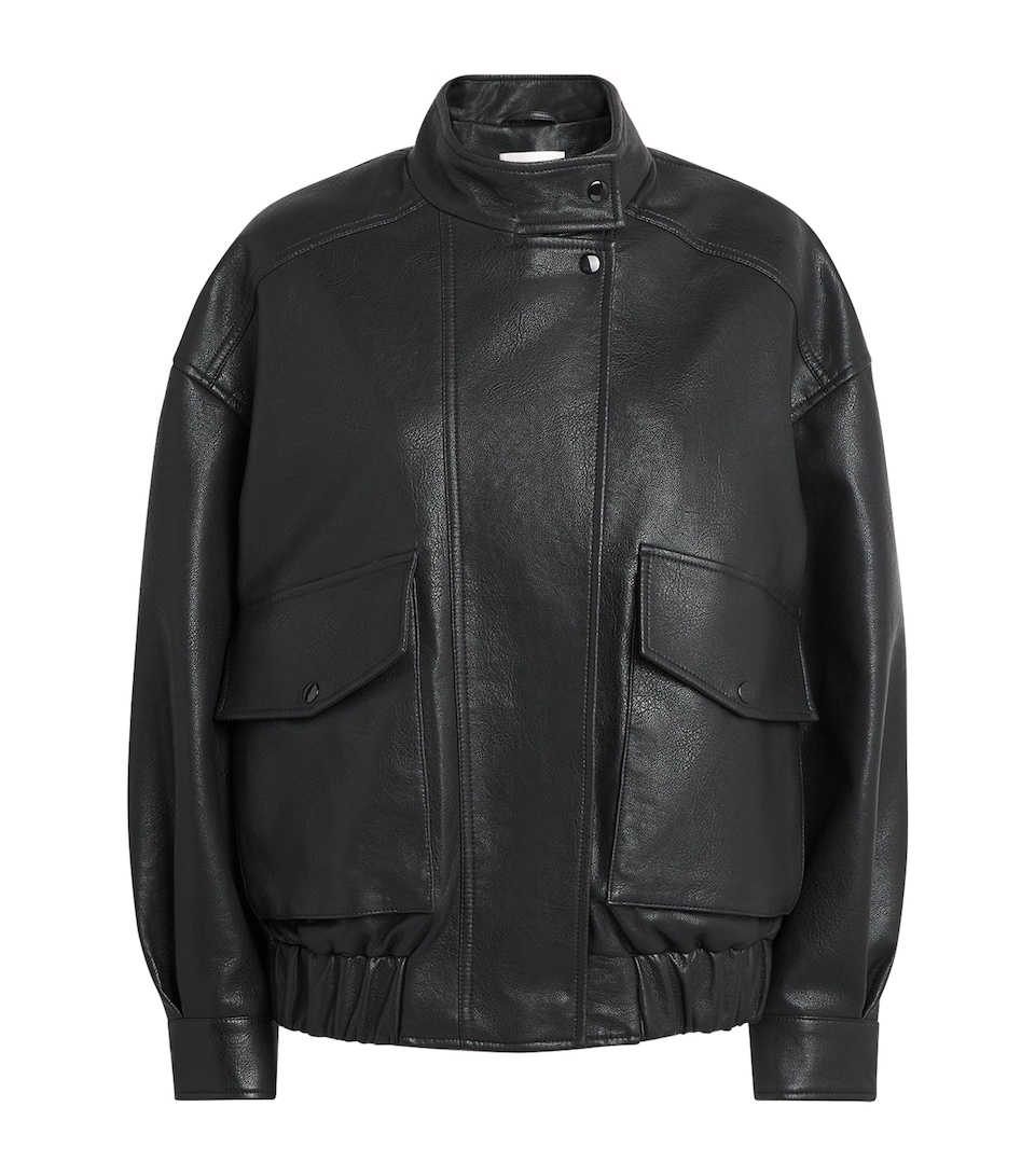 CHAROUX Womens Leather Tunnel Aviator Jacket Black
