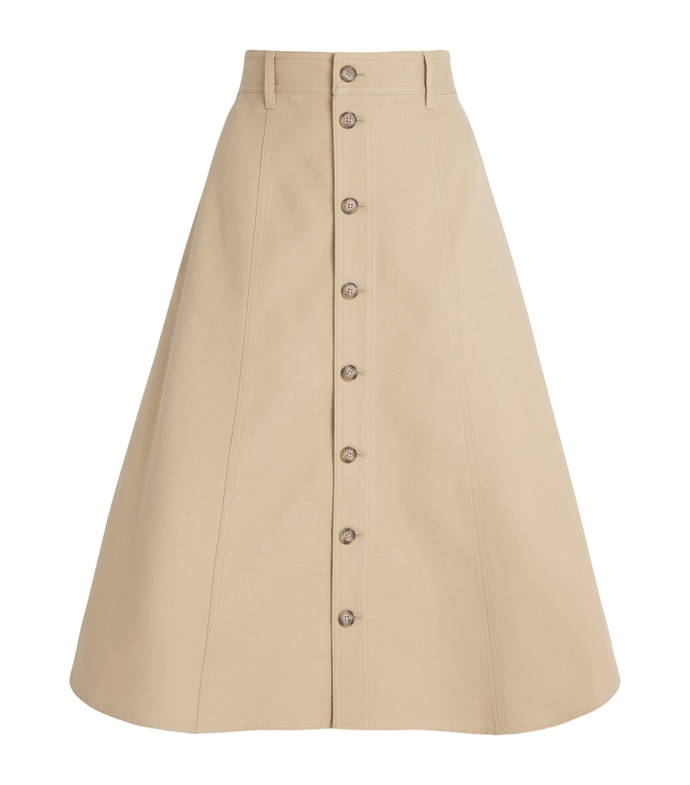 Polo Ralph Lauren Womens Cotton-Wool Button-Up Midi Skirt Monument Tan