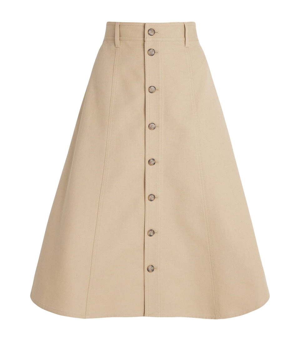 Polo Ralph Lauren Womens Cotton-Wool Button-Up Midi Skirt Monument Tan