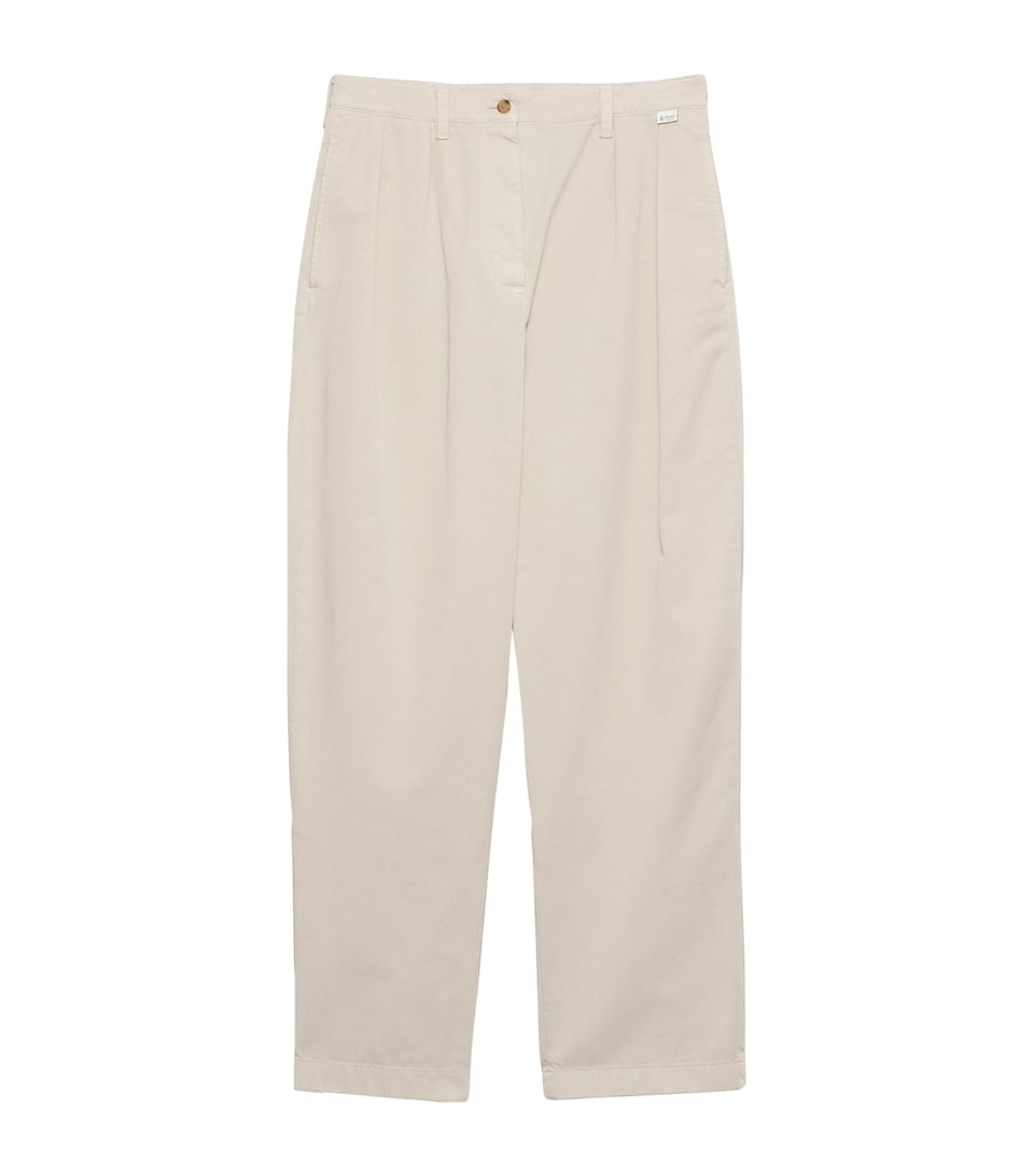 Prada Womens Cotton Gabardine Wide-Leg Trousers Neutral