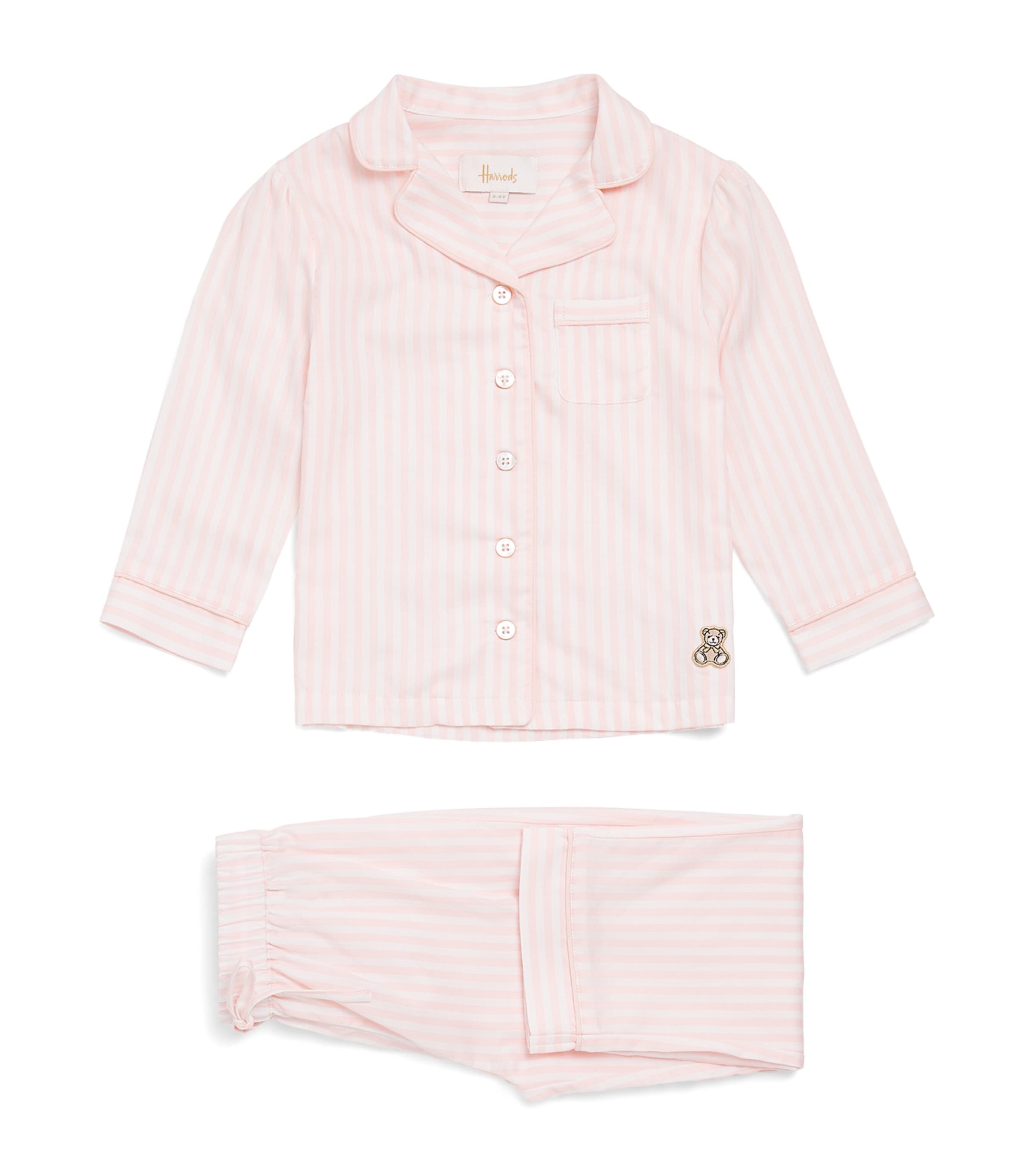 Harrods Cotton Stripe Pyjama Set (12 Months - 24 Month) Pink