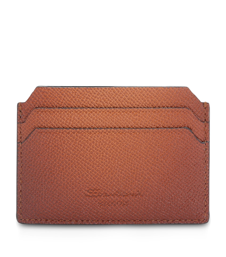 Santoni Leather Card Holder Brown